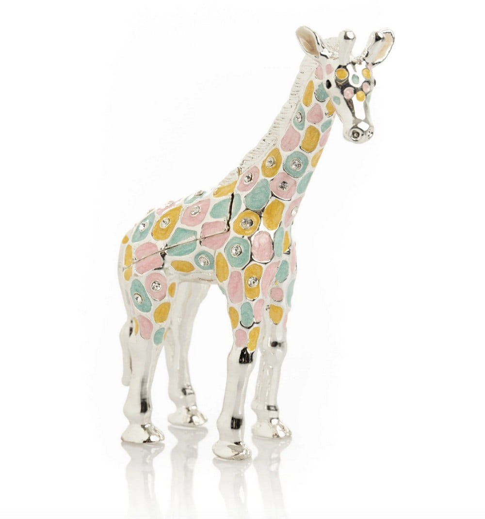 Pastel Spotted Colourful Giraffe Trinket Box: Pastel Spotted Colourful Giraffe Trinket Box Enamel Painted Trinket Box Decorated with Austrian Crystals ? Plated with 24K Gold or 925 Silver. ? Each crystal is handpicked and artistically placed on e