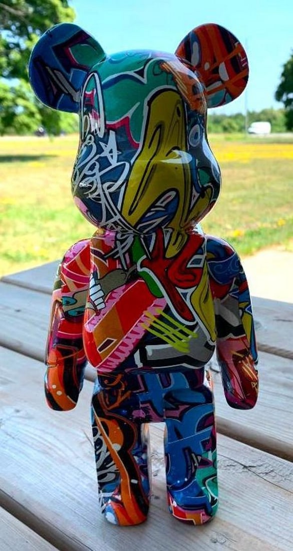 Color Splash Bear Sculpture: Color Splash Bear Sculpture This bold bear sculpture bursts with vibrant graffiti-style colors, blending street art energy with wildlife majesty. A unique fusion of urban culture and nature, it's a