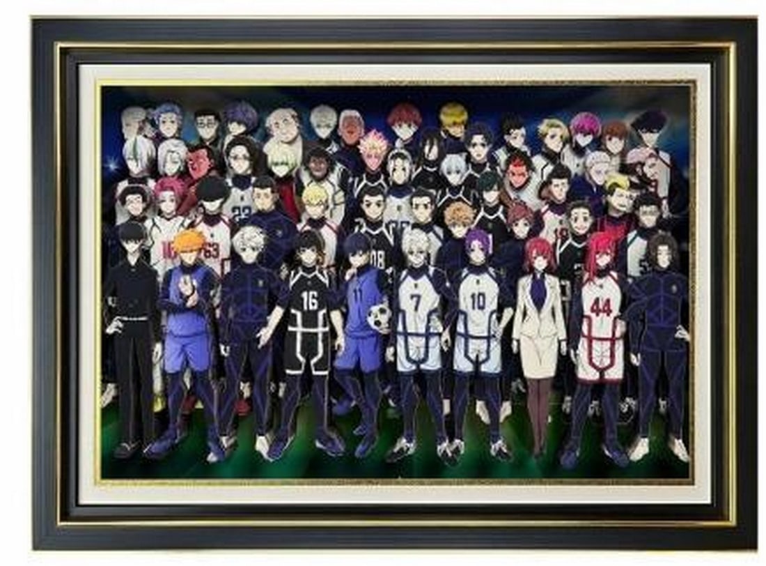 3D Paper Art Featuring Blue Lock Characters in Black & Gold Frame: 3D Paper Art Featuring Blue Lock Characters in Black & Gold Frame Dynamic and full of intensity, this 3D paper art captures the standout characters from Blue Lock in their iconic uniforms, frozen mid-
