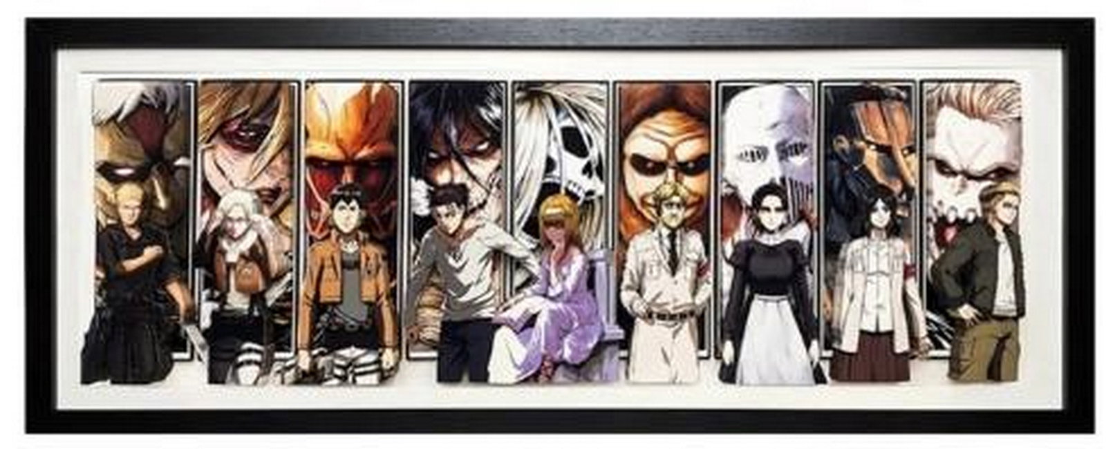 Attack on Titan 3D Paper Art: Attack on Titan 3D Paper Art Powerful and evocative, this 3D paper art showcases the main characters of Attack on Titan in a moment of resolve and readiness. Expertly layered and hand-assembled, each 