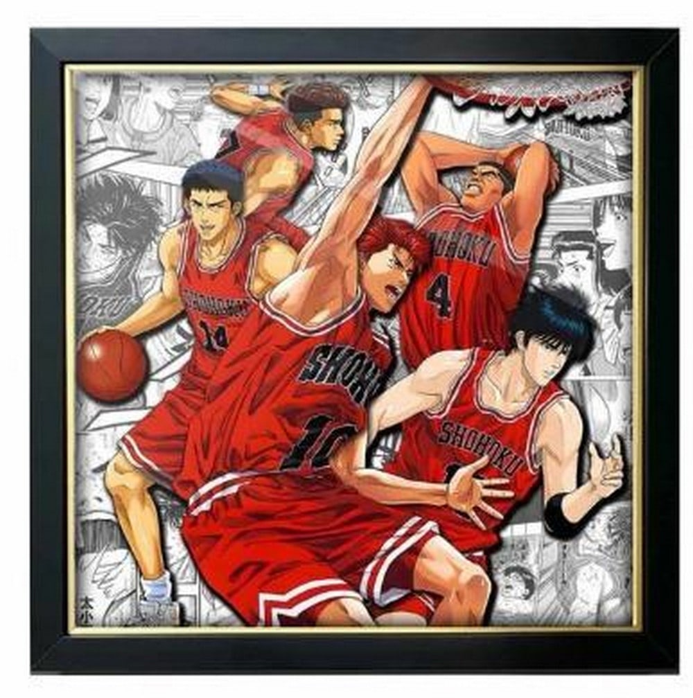 3D Paper Art: Slam Dunk: 3D Paper Art: Slam Dunk Celebrate the timeless spirit of basketball and manga with this striking 3D Paper Art featuring the iconic Slam Dunk characters in their bold red jerseys. Set against a backdro