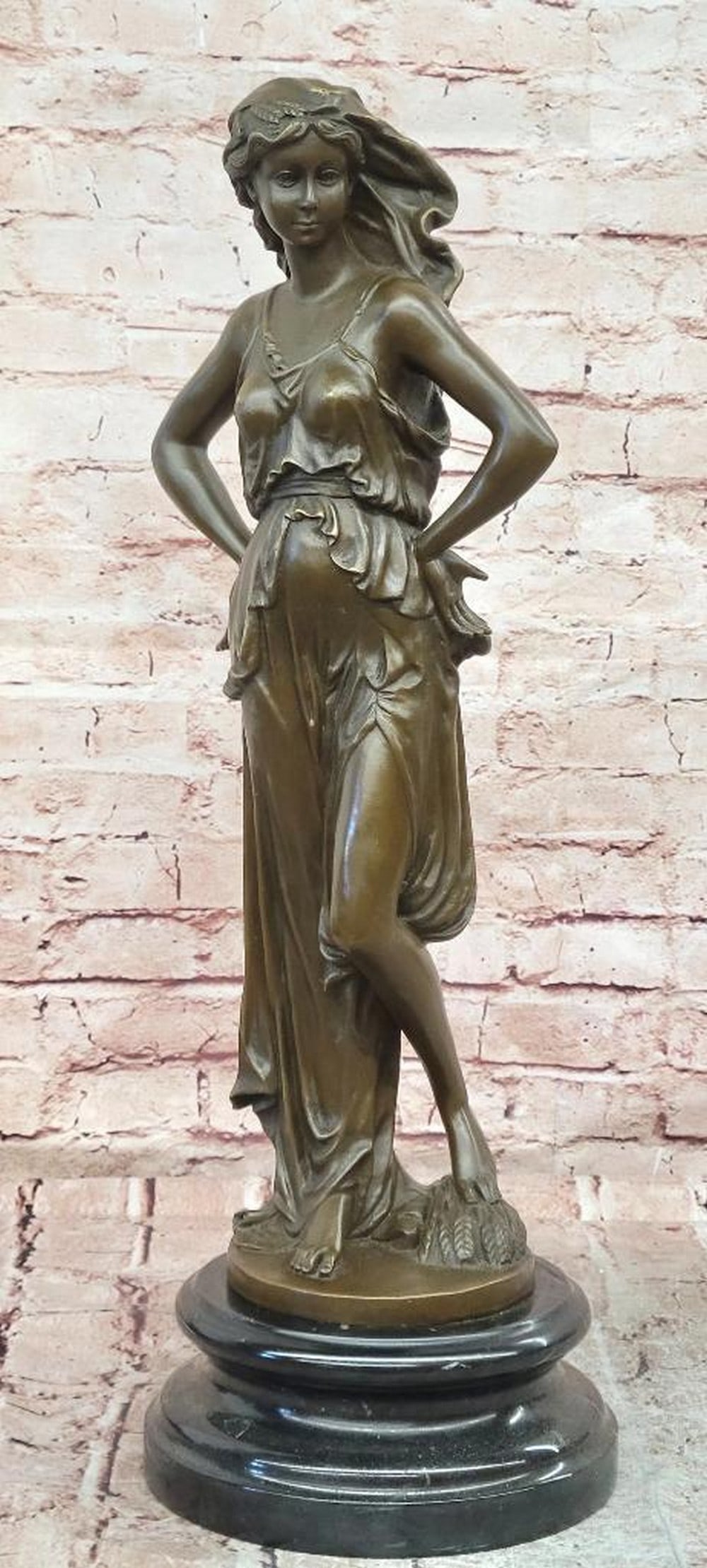 Motherhood in Reflection Bronze Sculpture by Miguel Lopez - 22.5'' x 7.5'': Motherhood in Reflection Bronze Sculpture by Miguel Lopez - 22.5" x 7.5" Introducing a Thoughtful Bronze Sculpture: This depiction of a mother-to-be is meticulously handcrafted with careful
