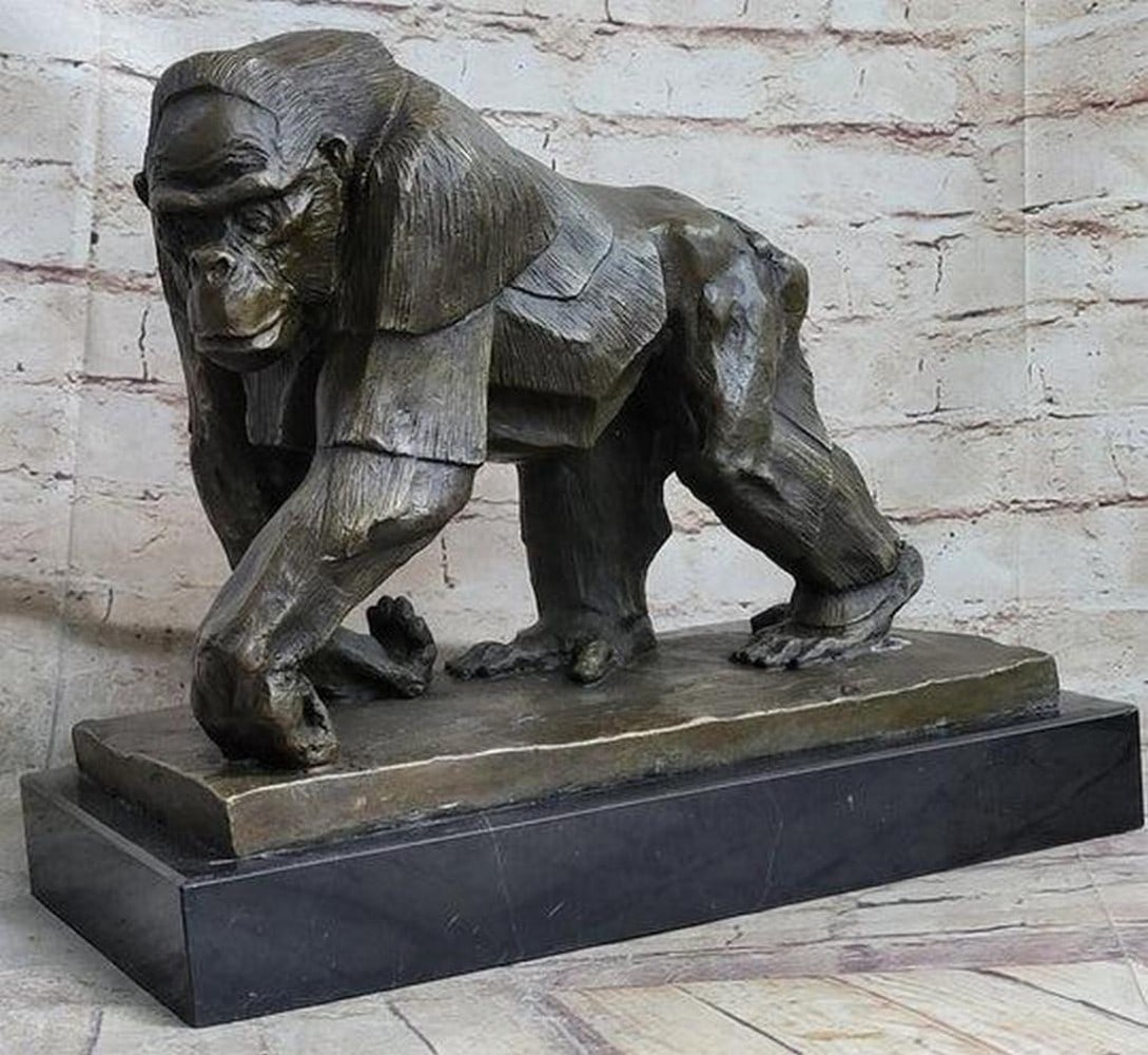 Majestic Gorilla Silverback Inspired Bronze Sculpture by VOBISOVA on Marble Base - 11'' x 13'': Majestic Gorilla Silverback Inspired Bronze Sculpture by VOBISOVA on Marble Base - 11" x 13" Immerse yourself in the awe-inspiring beauty of the " Tranquil Majesty" bronze sculpture, a cap