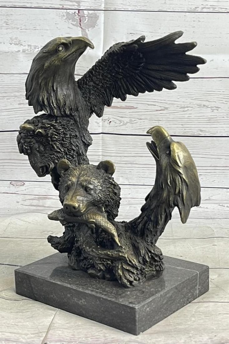 Harmony of the Wild - 'Who's Fish is It?' Original Bronze Sculpture Signed by Milo - 11'' x 9.5'': Harmony of the Wild - Who s Fish is It? Original Bronze Sculpture Signed by Milo - 11" x 9.5" Harmony of the Wild: Who s Fish is it" unveils the mesmerizing beauty of nature through an origin