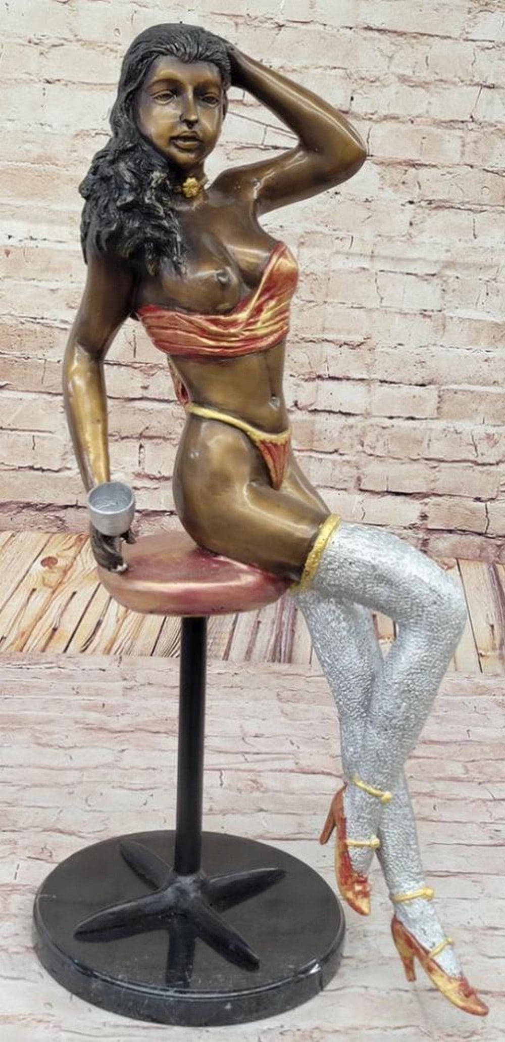 Limited Edition Collett Seated Female Figure with Cup Signed Original Bronze Sculpture - 25'' x 14'': Limited Edition Collett Seated Female Figure with Cup Signed Original Bronze Sculpture - 25" x 14" Indulge in the tranquil beauty of " Serenity in Bronze," a limited edition masterpiece by