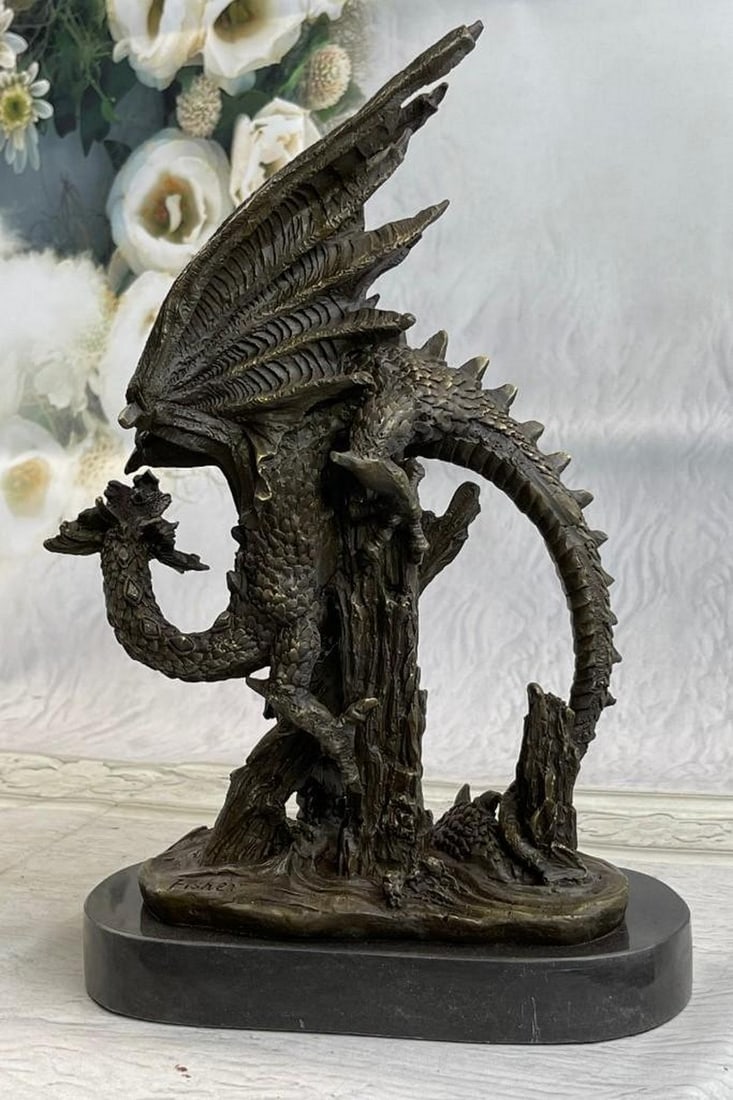 Bronze Asian Dragon Statue: Bronze Asian Dragon Statue Some myths portray them with a row of dorsal spines. European dragons are more often winged, while Chinese dragons resemble large snakes. Dragons can have a variable number 