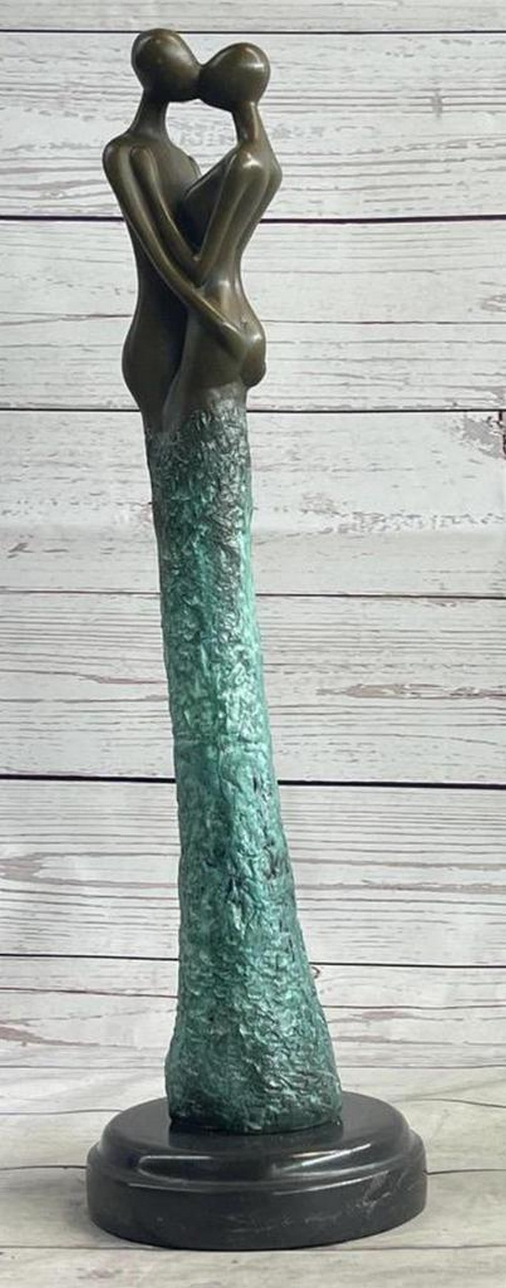 Eternal Embrace -Signed Original Bronze Sculpture by Aldo Vitaleh on Marble Base - 16'' x 4'': Eternal Embrace -Signed Original Bronze Sculpture by Aldo Vitaleh on Marble Base - 16" x 4" Eternal Embrace" is a profound bronze sculpture that captures the essence of true affection, showca