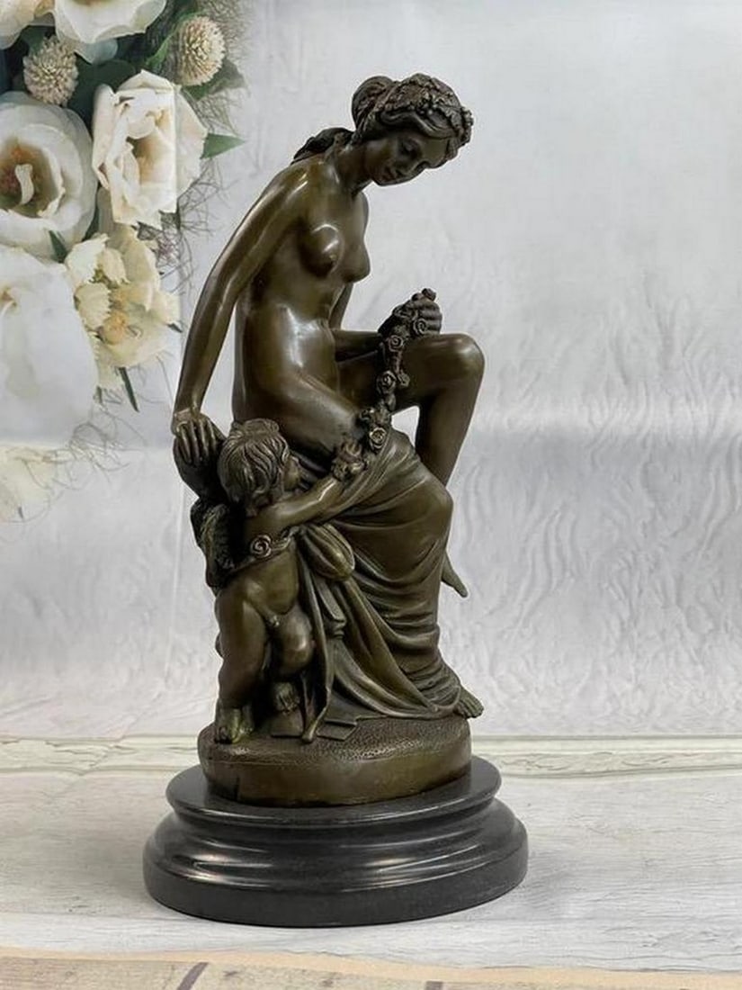 Celestial Cherished Connection - Signed Original Bronze Sculpture by Milo on Marble Base - 13'' x: Celestial Cherished Connection - Signed Original Bronze Sculpture by Milo on Marble Base - 13" x 6" Immerse yourself in the enchanting narrative of " Cherished Connection," a captivating b