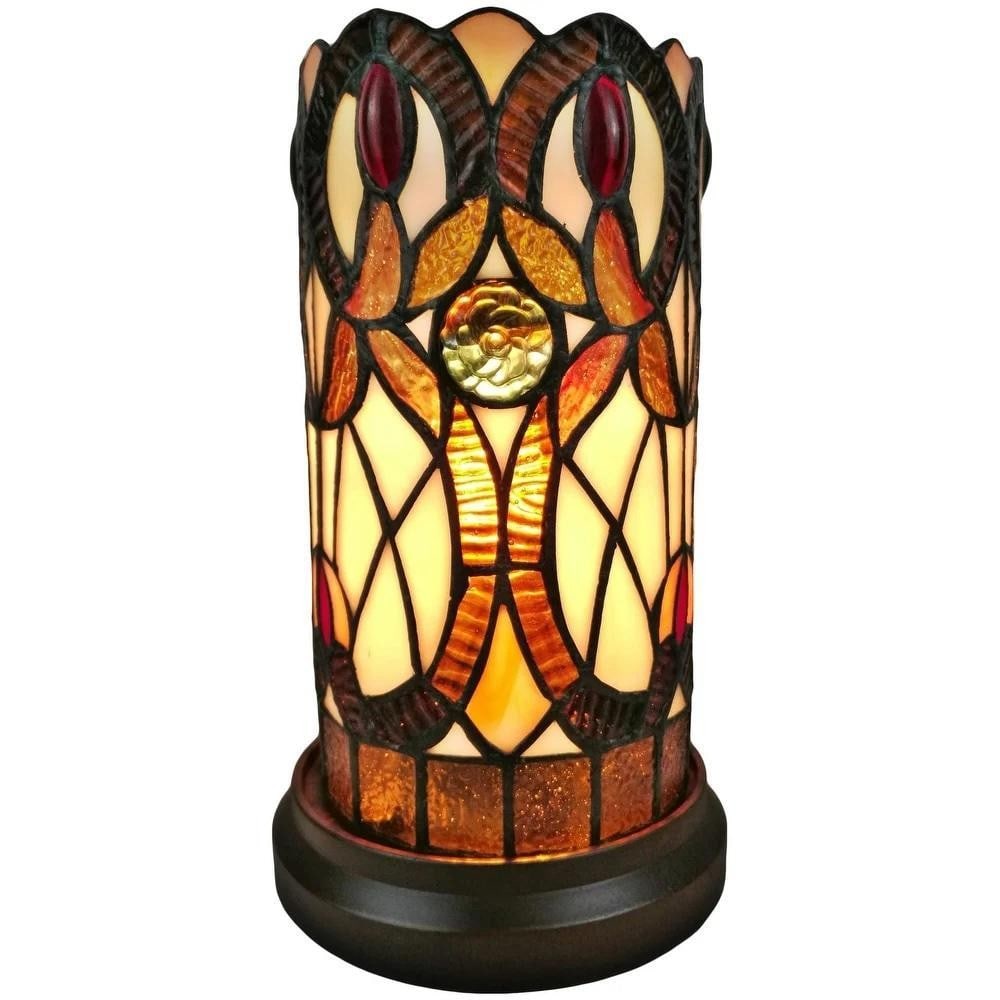 Tiffany-Inspired Mini Table Lamp: Tiffany-Inspired Mini Table Lamp This Tiffany-style mini table lamp features a shade handcrafted from over 160 hand-cut glass pieces and 9 soldered jewels, using the traditional techniques developed b