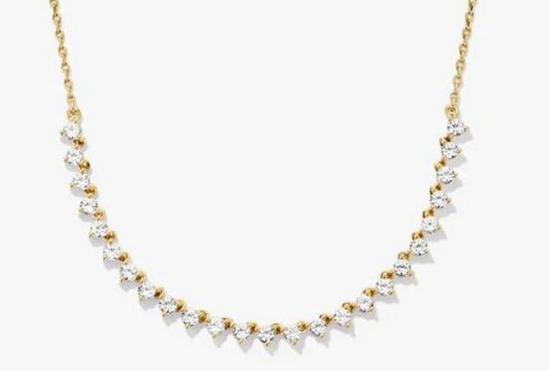 Elegant Lab Grown Sapphire Half Tennis Necklace in 18k Gold Vermeil - 15-17'' (1 of 3)