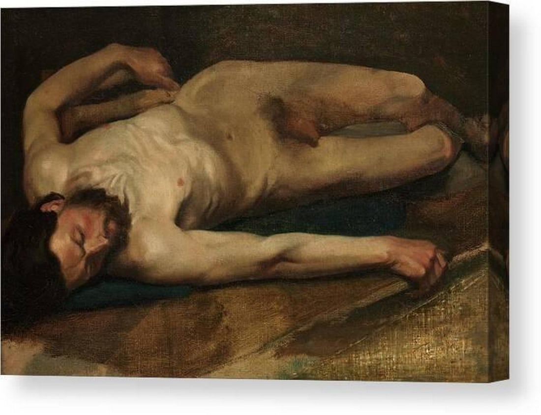 Edgar Degas Male Nude Canvas Print Wall Art: Edgar Degas Male Nude Canvas Print Wall Art This canvas print features Male Nude by Edgar Degas. The composition reflects Degas' disciplined draftsmanship and careful study of the human figure, emphas