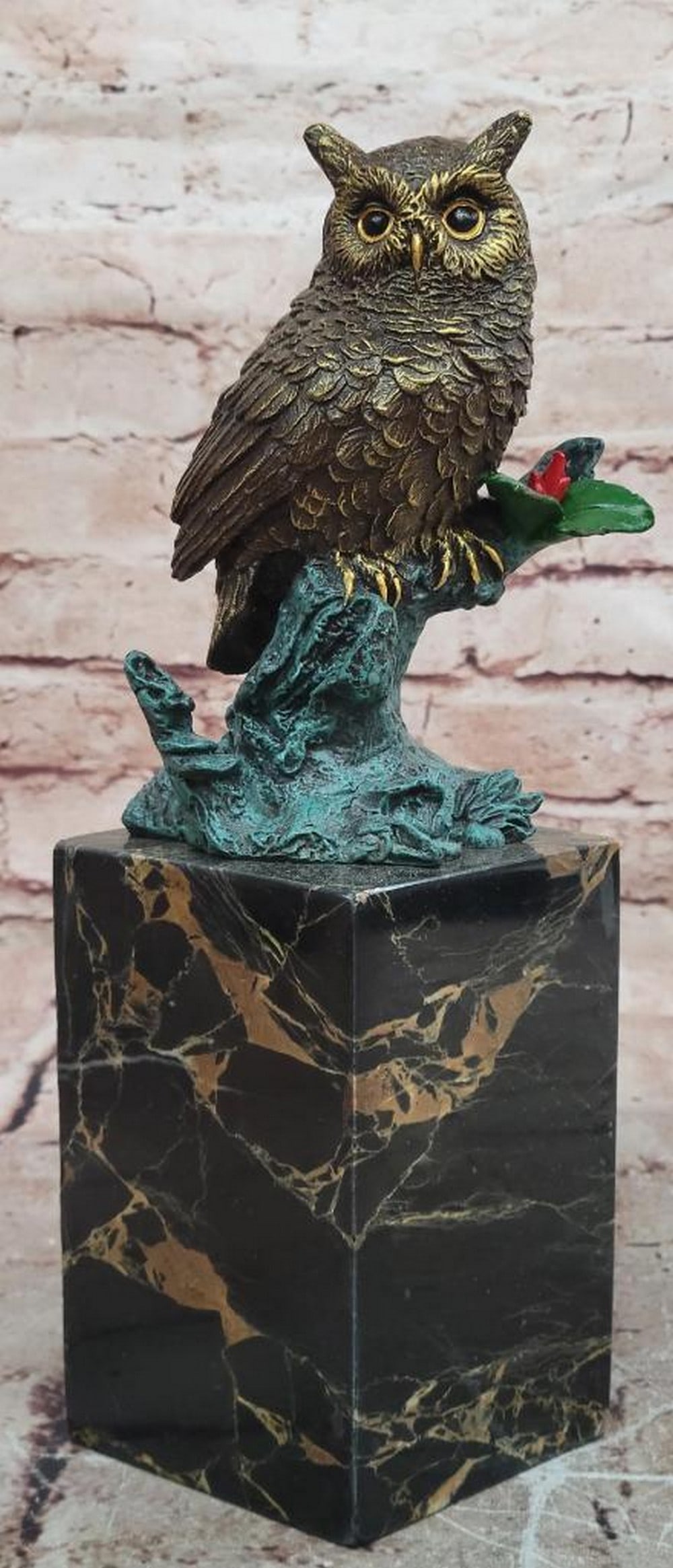 Milo Original Bronze Sitting Owl on Branch Sculpture - 11'' x 3'' (1 of 6)