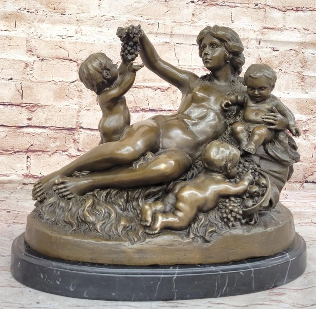 Mother & Her Children Inspired Bronze Statue - 11'' x 13.5'': Mother & Her Children Inspired Bronze Statue - 11" x 13.5" Celebrate the timeless bond between a mother and her children with this exquisite bronze sculpture by Carrier Belleuse. Meticulously cr