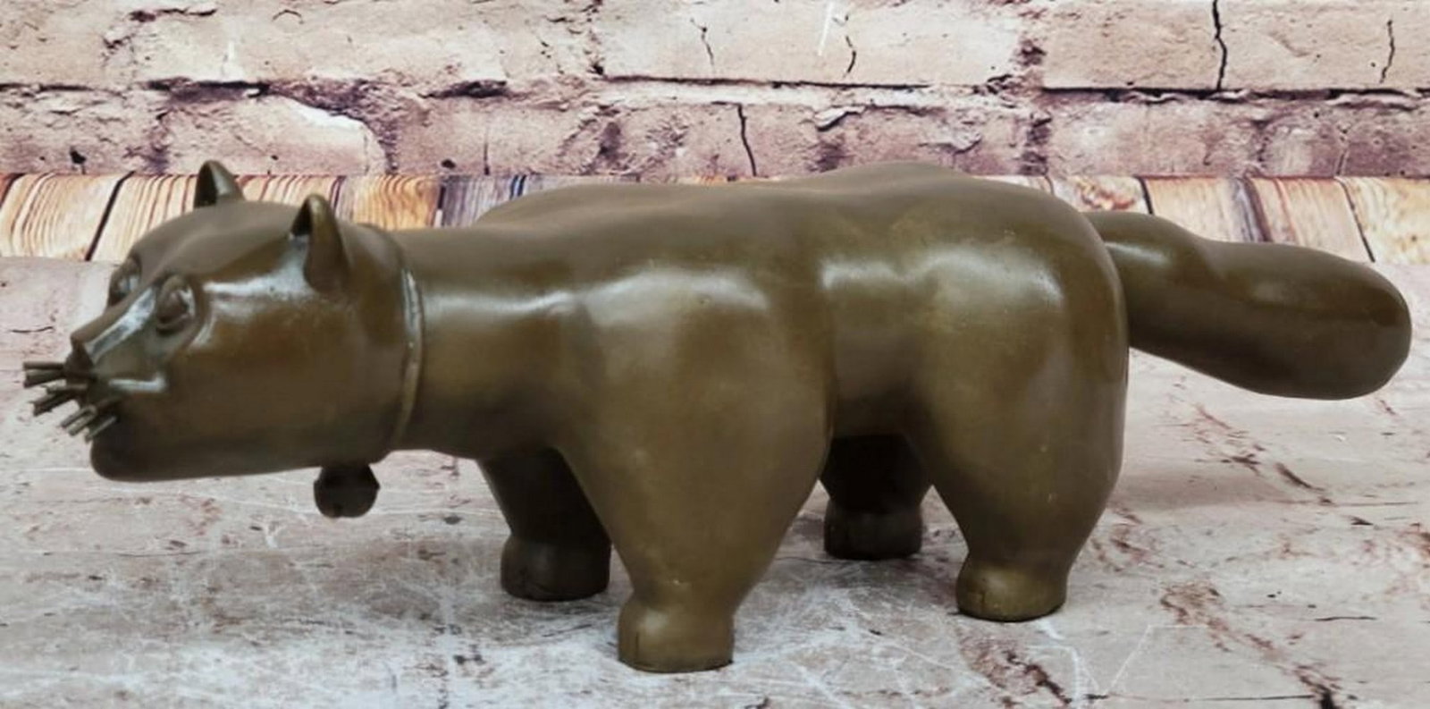 Fernando Botero El Gato De Botero Cat Gato Bronze Art Sculpture on Marble Base - 4'' x 15'': Fernando Botero El Gato De Botero Cat Gato Bronze Art Sculpture on Marble Base - 4" x 15" Experience the captivating charm of " Fernando Botero s El Gato De Botero Cat Gato Bronze Art Sculptu