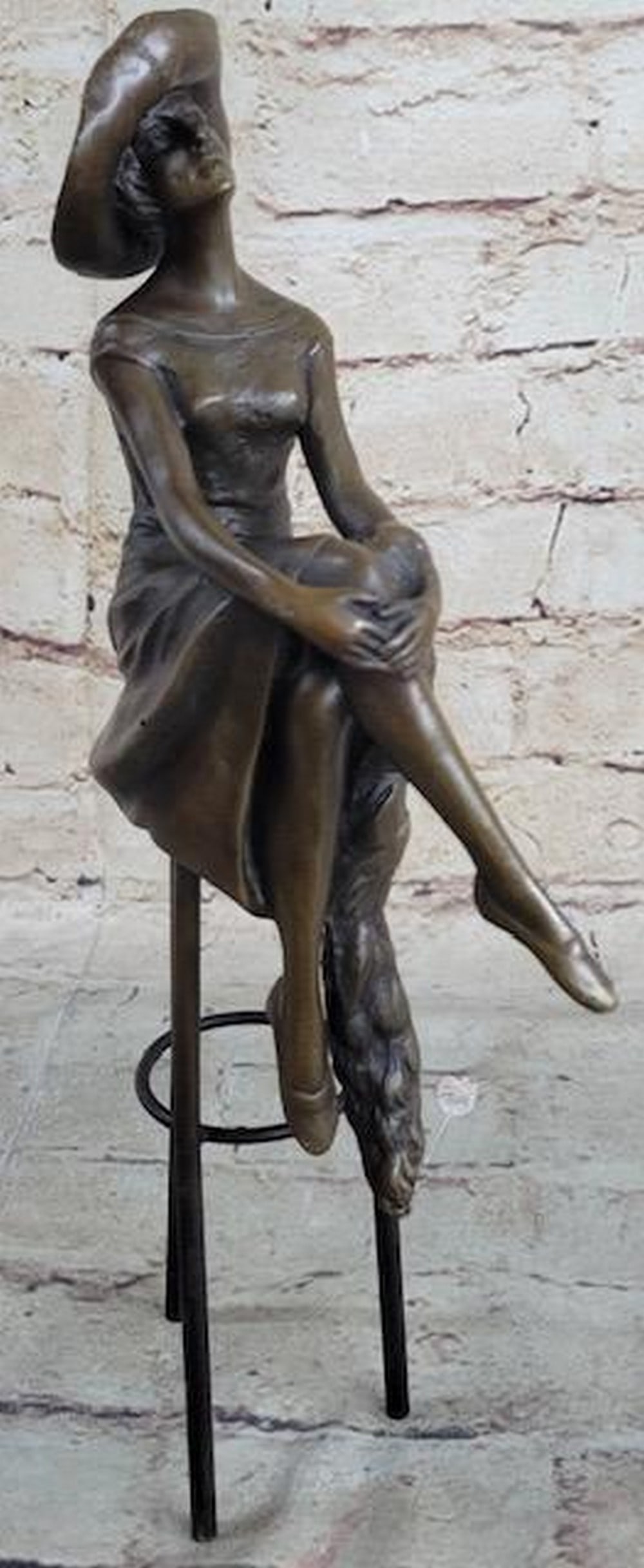 Art Deco Bronze Sculpture of Fashionable Girl Inspired by D.H. Chiparus - 10.5'' x 4'': Art Deco Bronze Sculpture of Fashionable Girl Inspired by D.H. Chiparus - 10.5" x 4" Step into the glamour of the Art Deco era with the exquisite bronze sculpture titled " Fashion Girl Sittin