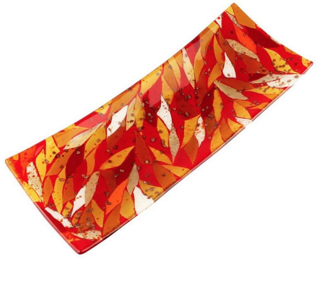 Red Murano Glass Plate With Gold Leaf Decorations (1 of 3)
