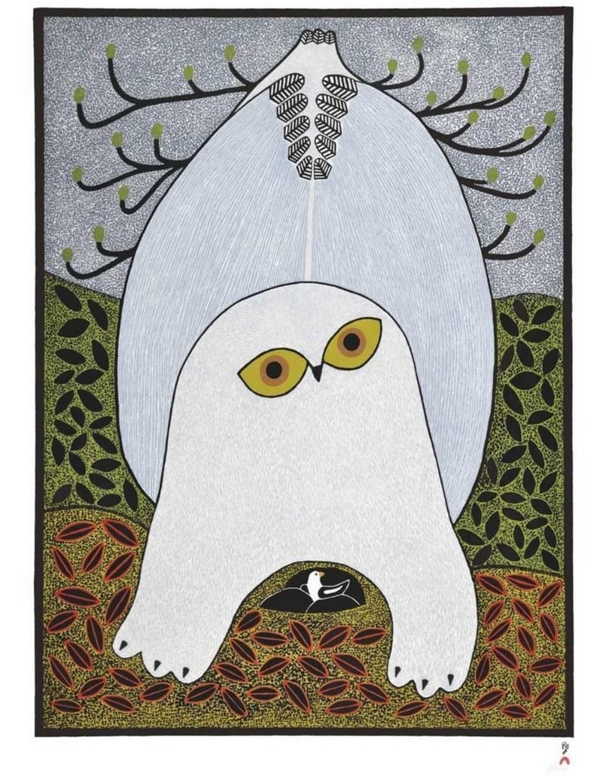 12'' x 14'' Opulent Owl by Ningeokuluk Teevee Framed Art Print: 12" x 14" Opulent Owl by Ningeokuluk Teevee Framed Art Print ''A few years back, I created Shaman Revealed, a drawing inspired by the Kiviuq legend about a woman who transforms into a fox. I wan