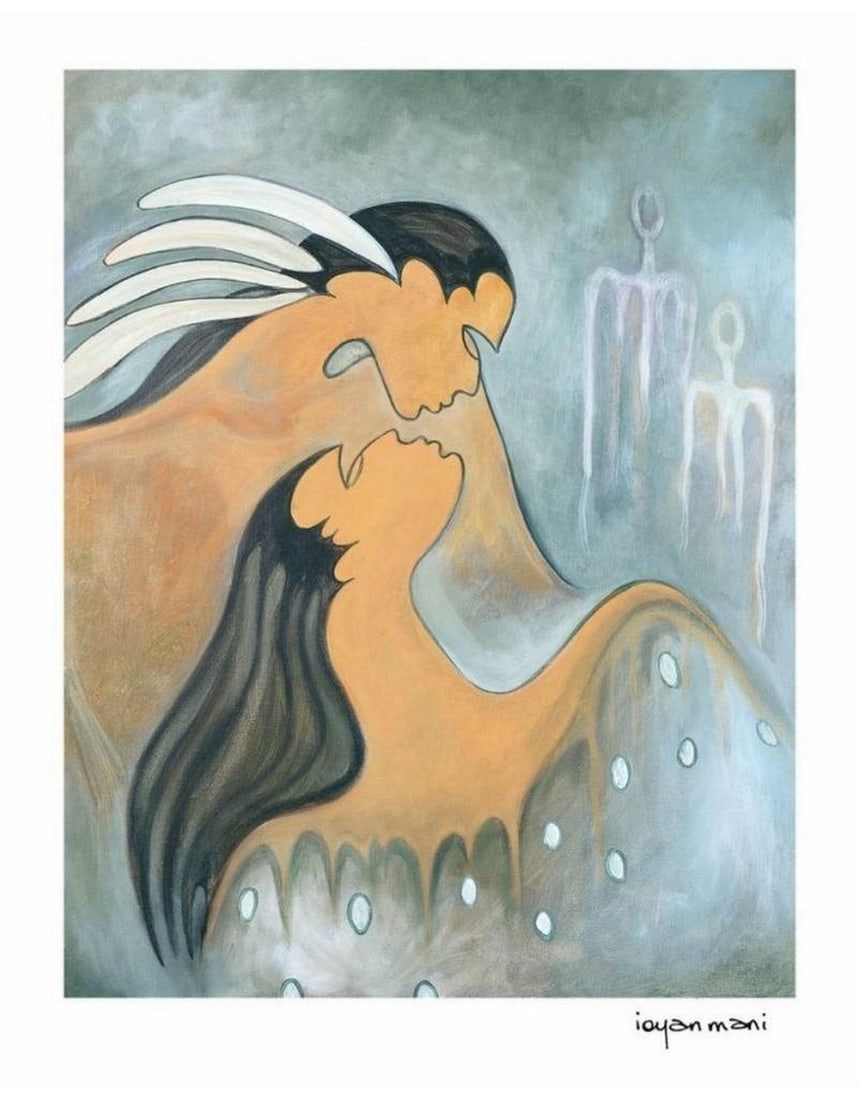 24.5'' x 30'' Limited Edition Soul Mates by Maxine Noel Framed Art Print: 24.5" x 30" Limited Edition Soul Mates by Maxine Noel Framed Art Print Edition Size: 195 Frame Color: Black Cultural Background: Santee Oglala Sioux, Manitoba Maxine was born in Manitoba of Sant