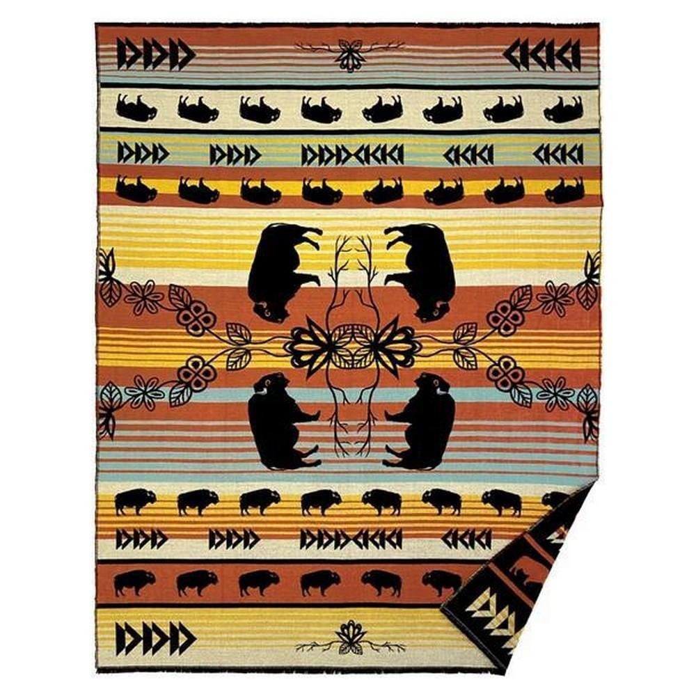 Bison Spirit Weave: Embracing MashkodeBiizhikina Indigenous Blanket - 80'' x 60'' (1 of 3)