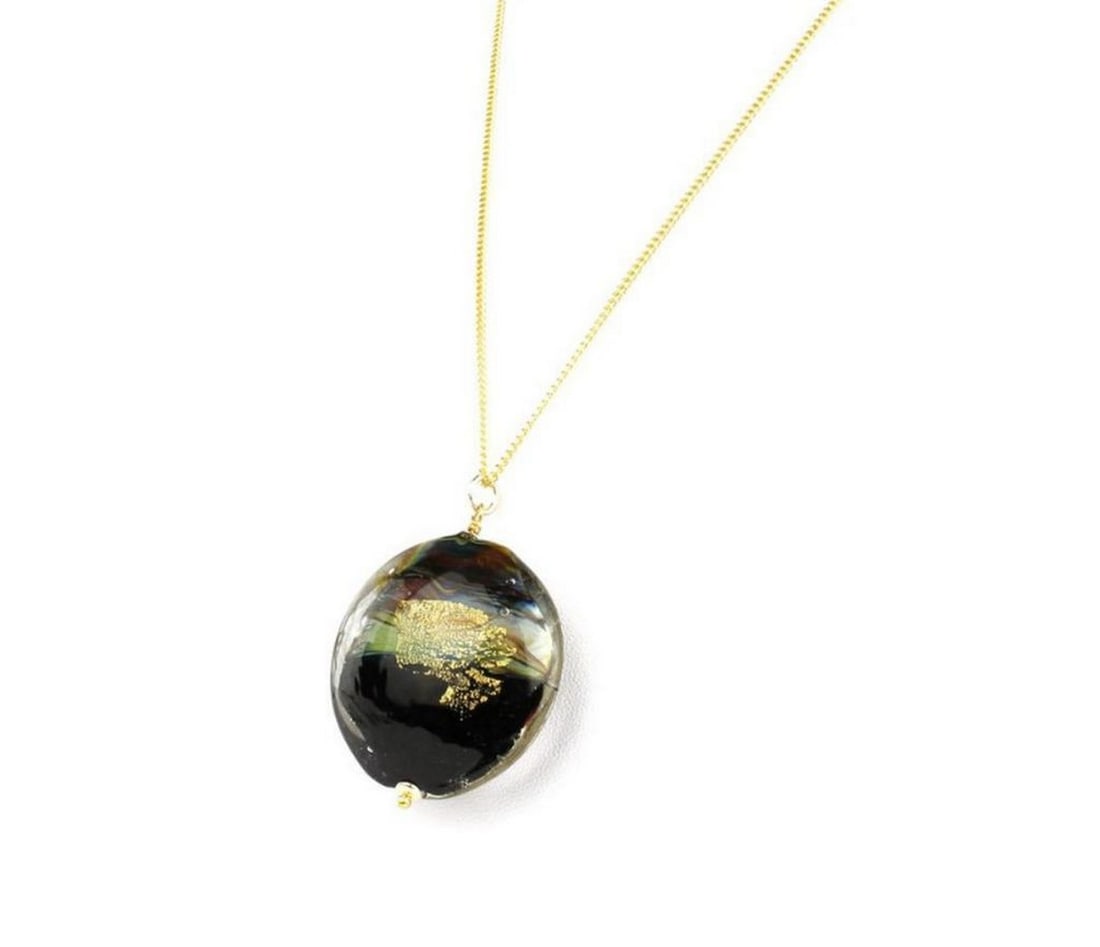 Venetian Glass Osiris Murano Glass Pendant Necklace: Venetian Glass Osiris Murano Glass Pendant Necklace Glass pendant hand made with lamp working technique with chalcedony and real gold leaf 24 kt who gives to this necklace elegance and preciosity.