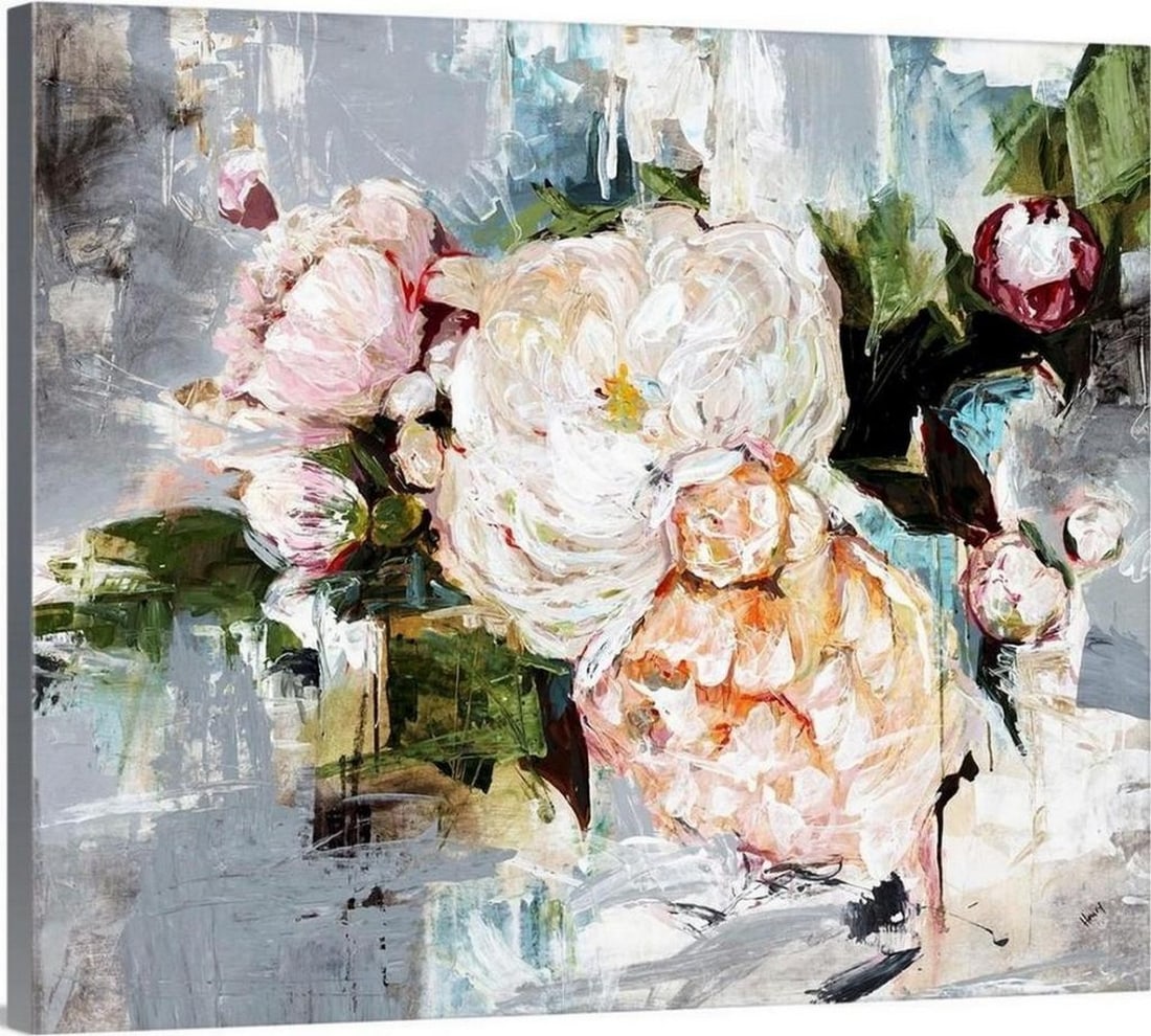 Peony Bloom Canvas Reproduction By Alexys Henry: Peony Bloom Canvas Reproduction By Alexys Henry Alexys loves to experiment with new materials and combinations and her style carries contemporary as well as organic and urban sensibilities. She is