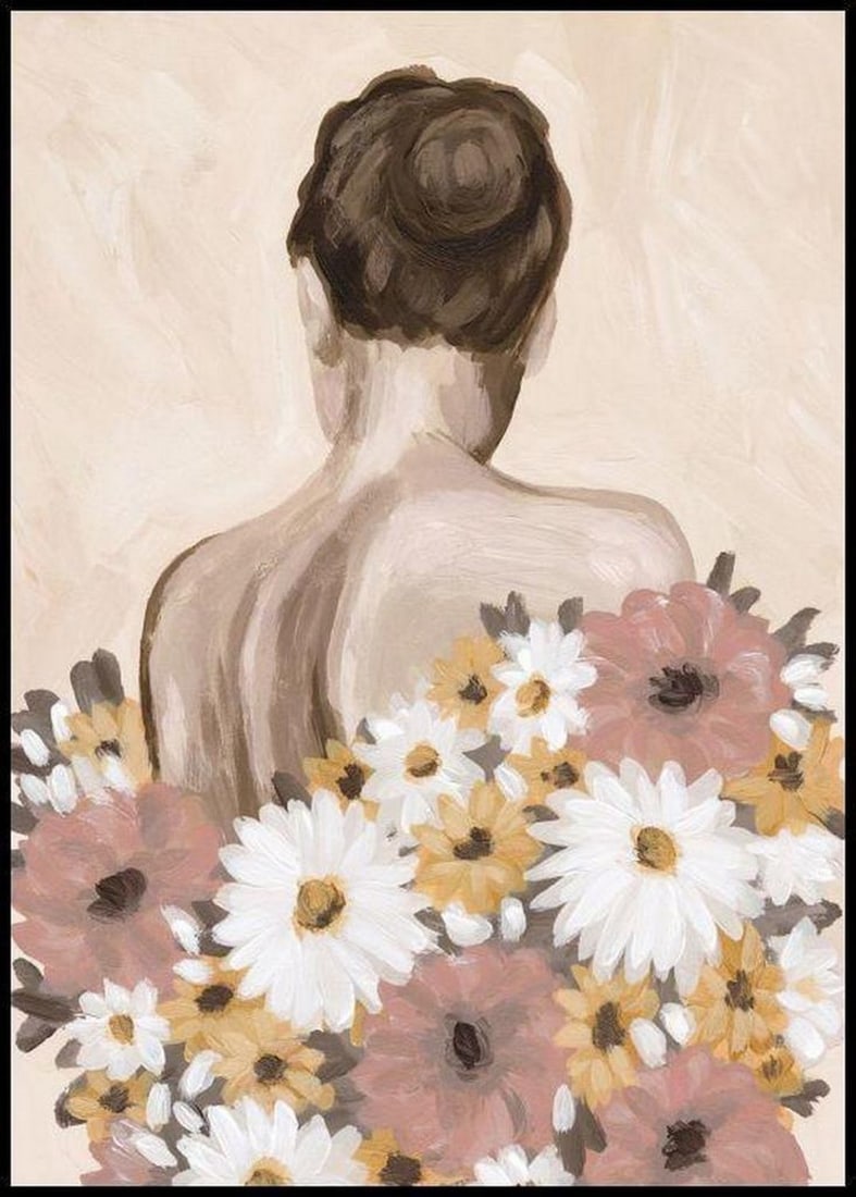 Floral Grace Wall Art Poster Print - 28'' x 20'': Floral Grace Wall Art Poster Print - 28" x 20" Embark on a visual journey where fashion meets botanical art with our exquisite poster. This masterpiece unveils a captivating fusion as a