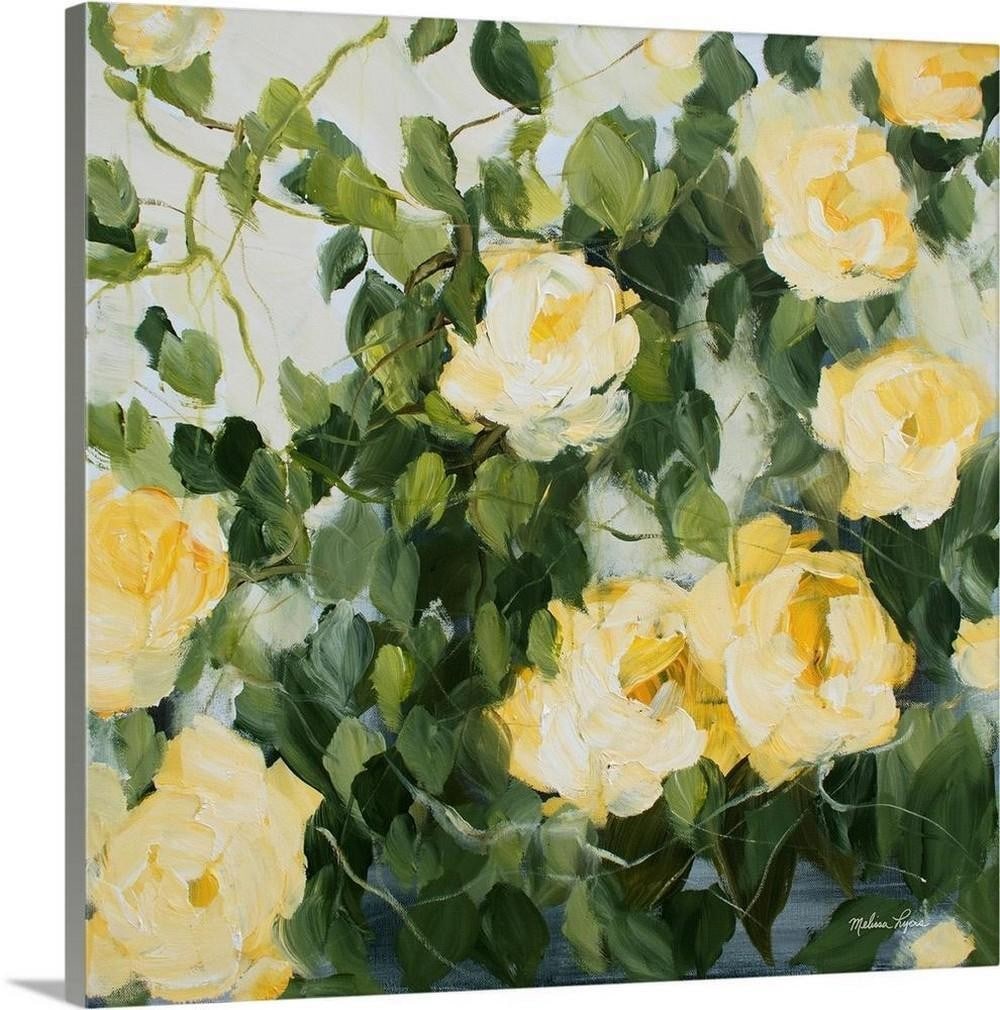 Yellow Roses II Canvas Reproduction: Yellow Roses II Canvas Reproduction By Melissa Lyons Melissa Lyons feels as though her paintings reflect the state of her soul, a constant chase for peace and gratitude. She has a deep desire to know