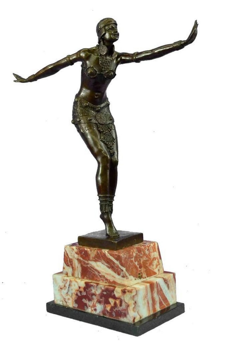 Graceful Phoenician Dancer Bronze Sculpture: Graceful Phoenician Dancer Bronze Sculpture This stunning dancer is one exquisite piece. She stand on her toes, while both her arms are spread one to the back of her and the other to the front . She i