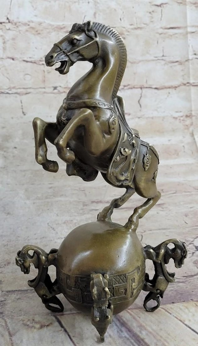 Stunning Chinese Classic Tang Horse Bronze Sculpture: Stunning Chinese Classic Tang Horse Bronze Sculpture The bronze horse bucks onto its hind legs resisting a force the beholder cannot see. The horse kicks his forelegs into the air as he lets out a