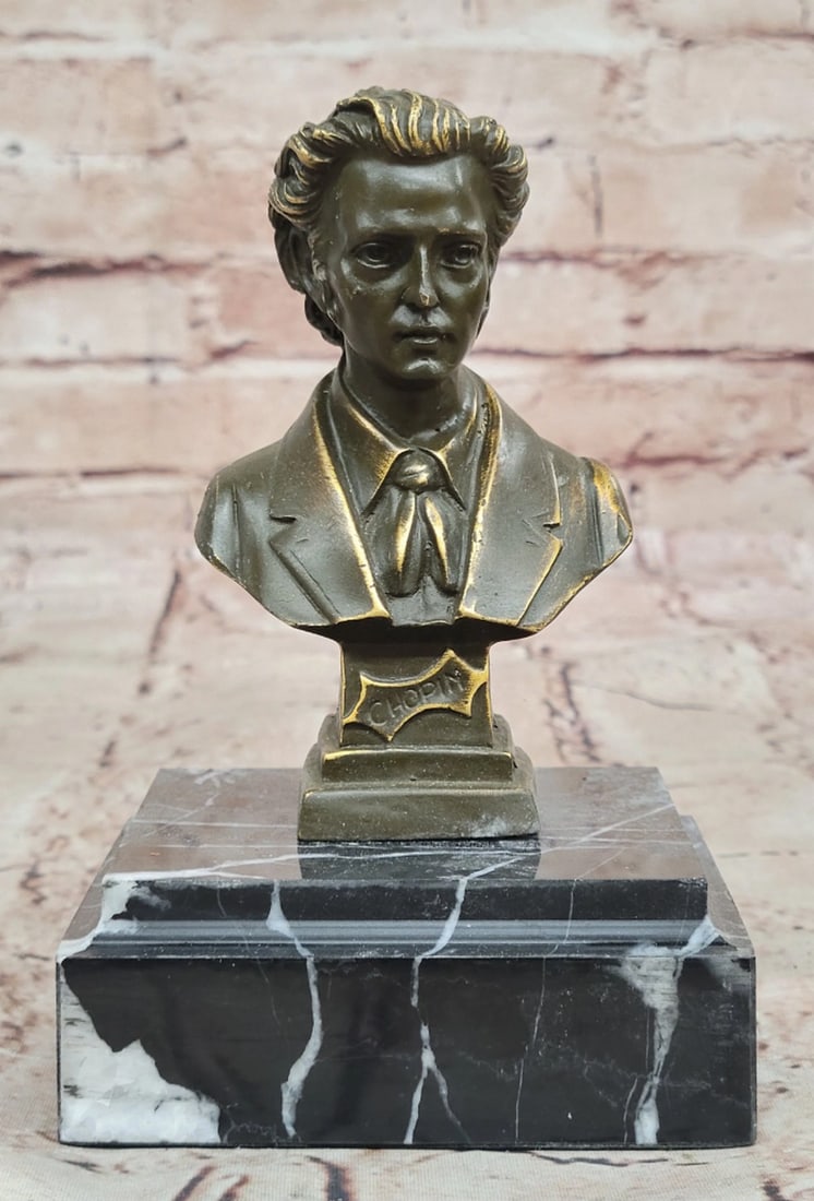 Frederic Chopin Original Bronze Bust Sculpture - 6'' x 4'': Frederic Chopin Original Bronze Bust Sculpture - 6" x 4" Honor the legacy of classical music with this distinguished bronze bust of Frederic Chopin, the iconic Polish composer and pianist. Known