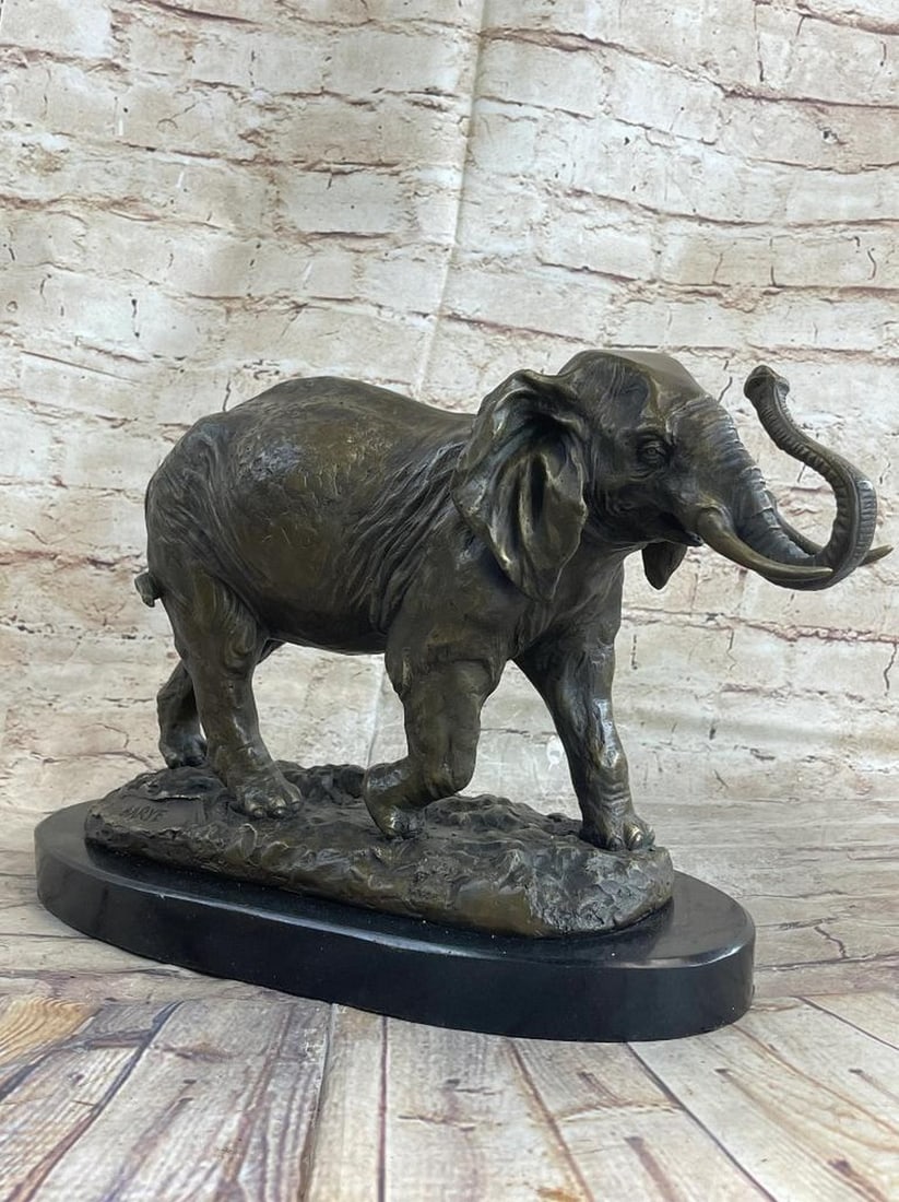 Barye Inspired Innocent Elephant Bronze Sculpture - 11'' x 17.5'' (1 of 6)