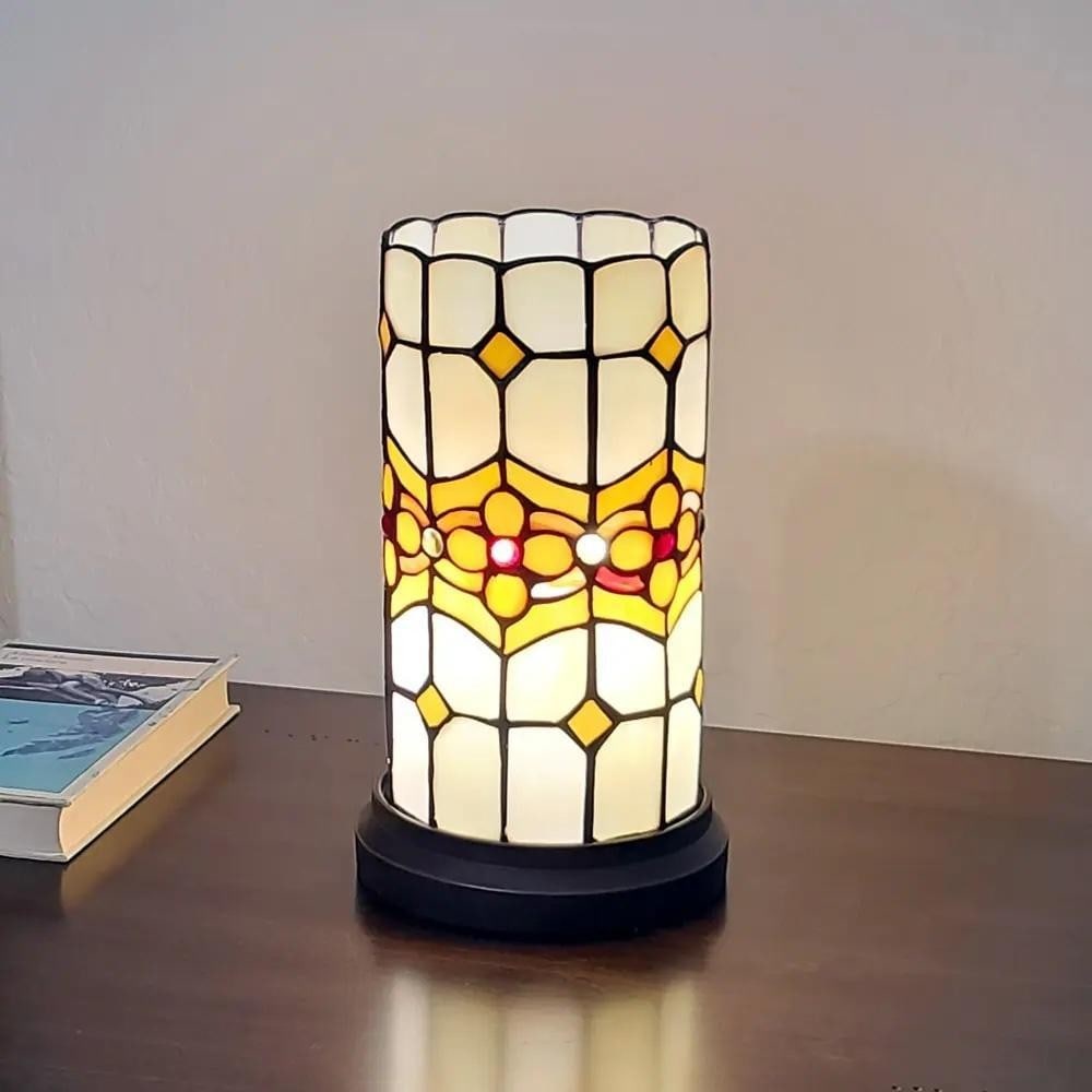 Tiffany-Style Mini Accent Lamp - Red Floral Design: Tiffany-Style Mini Accent Lamp - Red Floral Design Illuminate your home with this stunning Tiffany-style accent lamp, handcrafted using the traditional technique developed by Louis Comfort Tiffany. Th