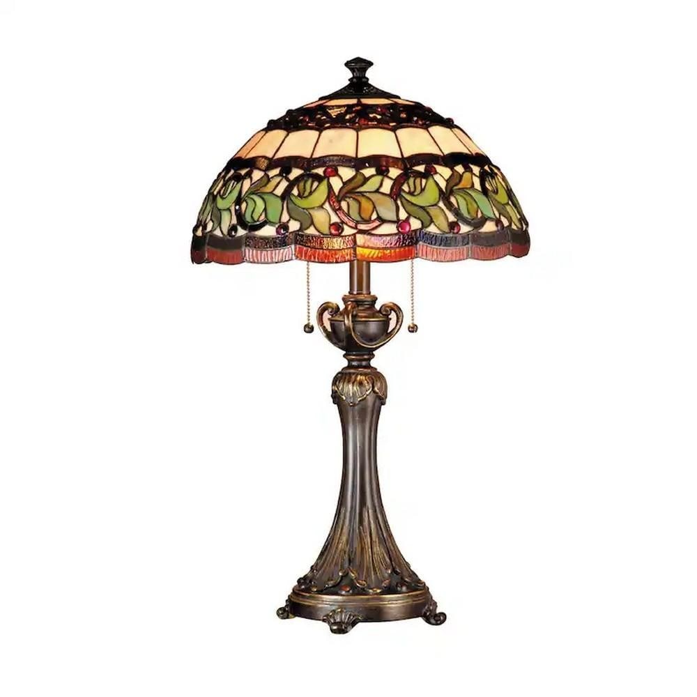 Tiffany-Style Aldridge Table Lamp: Tiffany-Style Aldridge Table Lamp The Aldridge Tiffany Table Lamp beautifully captures Louis Comfort Tiffany s love of nature. Its warm amber art glass backdrop is adorned with lush green vines encirc