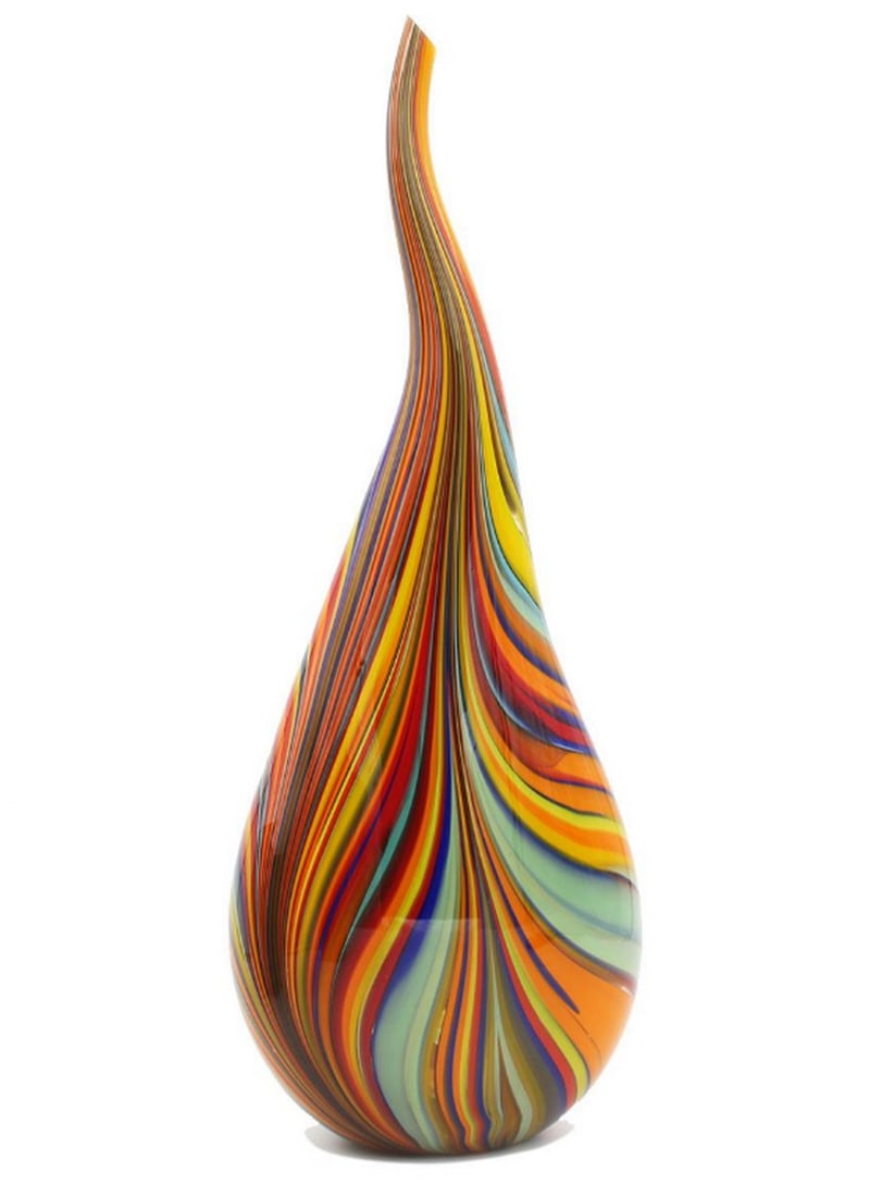 Murano Multicolor Drop Glass Vase: Murano Multicolor Drop Glass Vase This Murano glass vase features a drop-shaped design and a shining multicolor surface, handcrafted by skilled artisans in Venice using traditional glassblowing techni