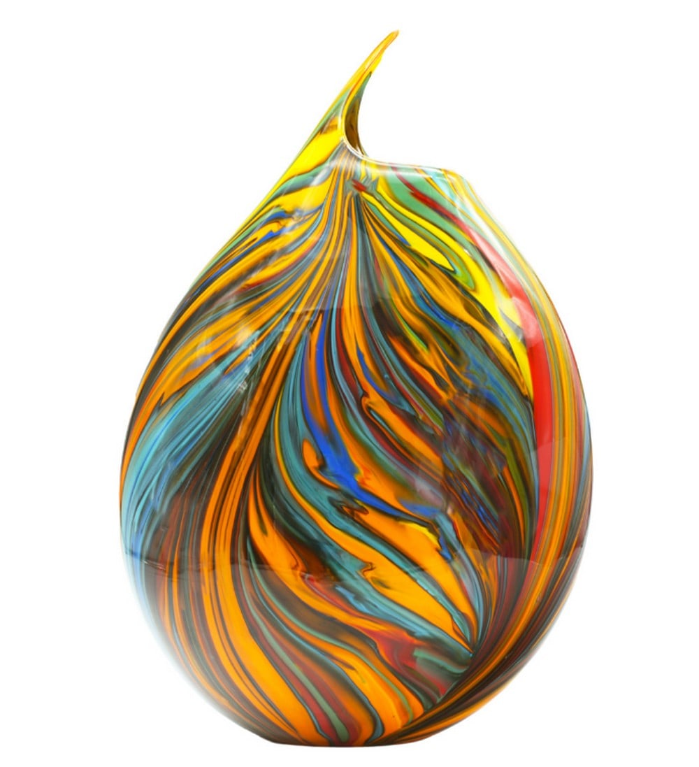 Murano Multicolor Glass Vase: Murano Multicolor Glass Vase This Murano glass vase features a shining multicolor design and is handcrafted by skilled artisans in Venice using traditional glassblowing techniques. The surface is