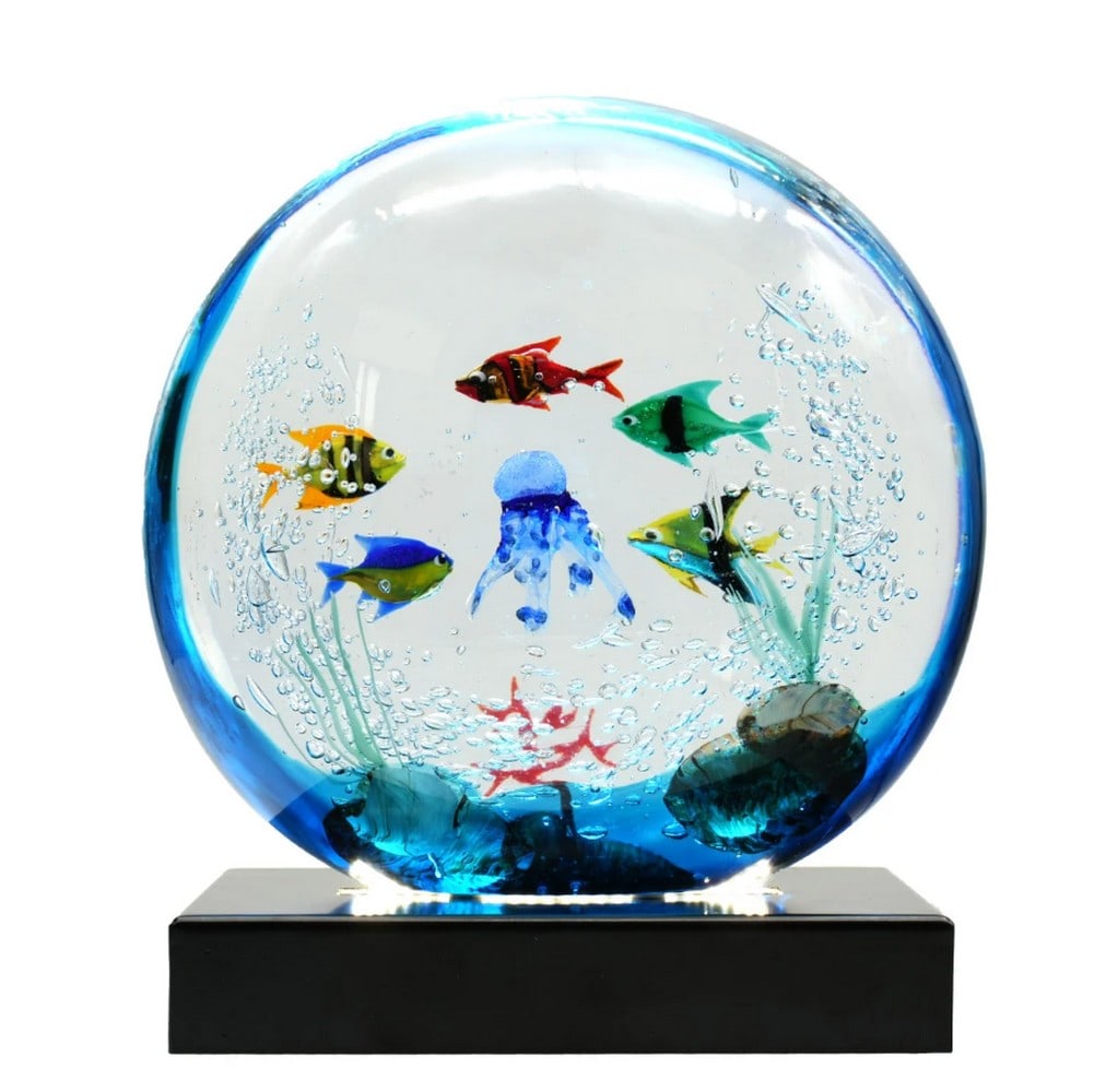 Sommerso Technique Aquarium Murano Glass Sculpture - Tropical Fish: Sommerso Technique Aquarium Murano Glass Sculpture - Tropical Fish Exquisite aquarium glass sculpture created using the complex sommerso technique. The glass master carefully forms each fish before