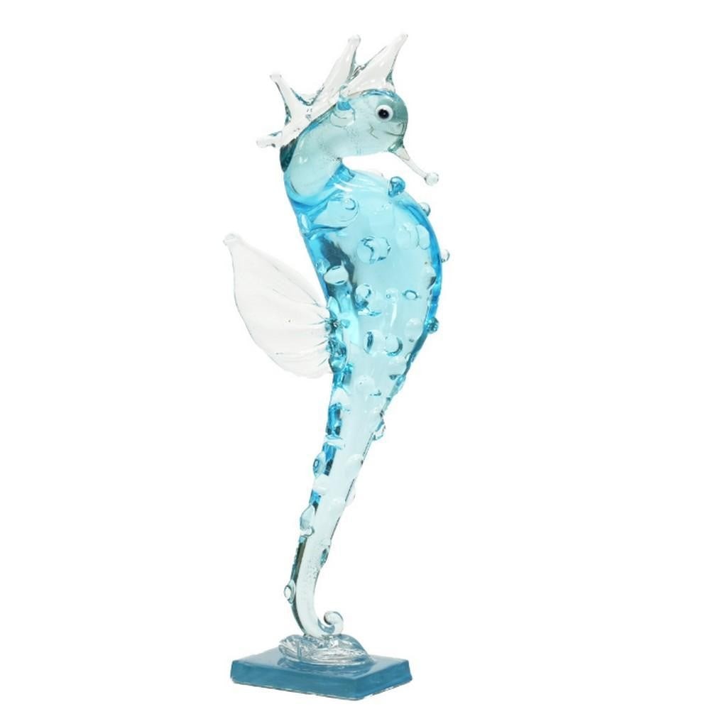 Lovely Blue Seahorse Murano Glass Sculpture: Lovely Blue Seahorse Murano Glass Sculpture Introduce a touch of aquatic elegance to your decor with our Lovely Blue Seahorse Murano Glass Sculpture. Handcrafted by skilled artisans in the esteemed