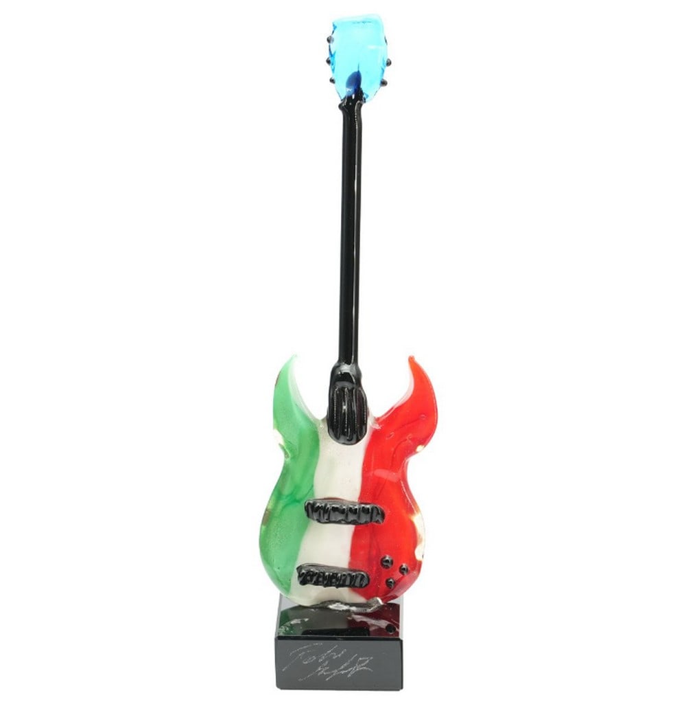 Murano Glass Guitar Figurine - Handcrafted Italian Lampwork Sculpture: Murano Glass Guitar Figurine - Handcrafted Italian Lampwork Sculpture This elegant guitar figurine is expertly handcrafted freehand from molten glass using traditional Murano lampworking techniques.