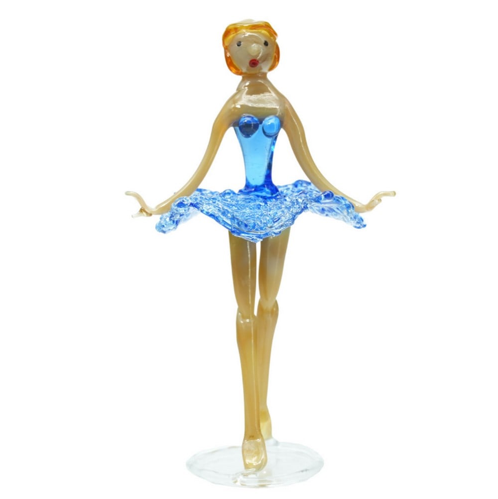 Murano Glass Light Blue Dancer Miniature: Murano Glass Light Blue Dancer Miniature Lovely light blue dancer miniature, handcrafted using traditional lampworking techniques and adorned with multicolored glass decorations. Featuring perfectly