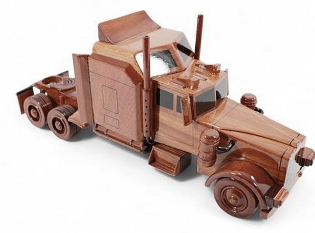 Wood Semi Truck: Wood Semi Truck Beautiful all wood Semi. This scale replica of the Wood Semi Truck is hand crafted from solid mahogany, making it a great gift or accent piece for the classic car lover. Hand carved de
