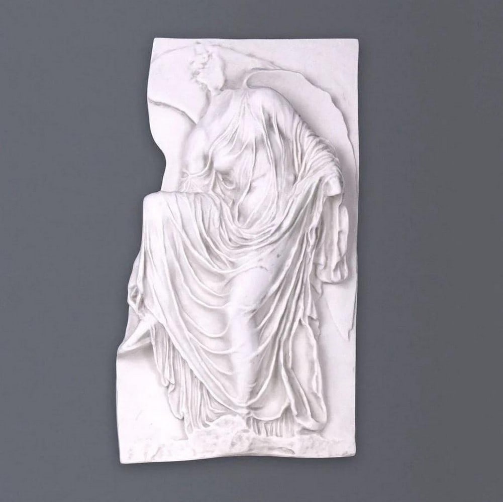 Goddess in Motion: Nike Adjusting Her Sandal Marble Bas-Relief - 14'' x 7.8'': Goddess in Motion: Nike Adjusting Her Sandal Marble Bas-Relief - 14" x 7.8" Immerse yourself in the timeless grace of our " Goddess in Motion: Nike Adjusting Her Sandal Marble Bas-Relief,"