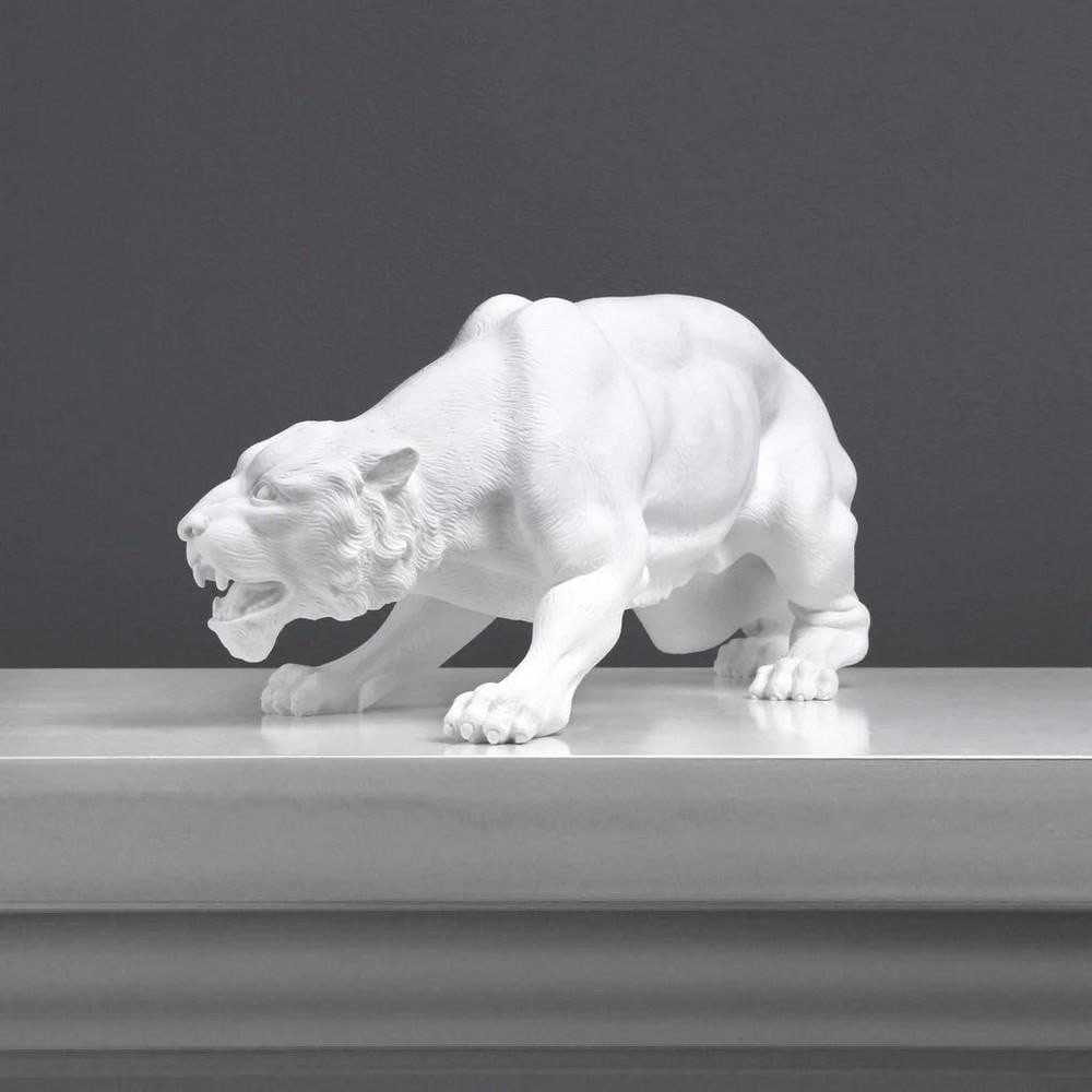 Tiger Statue - Hand-Finished Sculpture in Carrara Marble Blend - (5.7lbs): Tiger Statue - Hand-Finished Sculpture in Carrara Marble Blend - (5.7lbs) Capture the power and elegance of the wild with this finely detailed Tiger Statue in a poised, threatening stance. Crafted in 