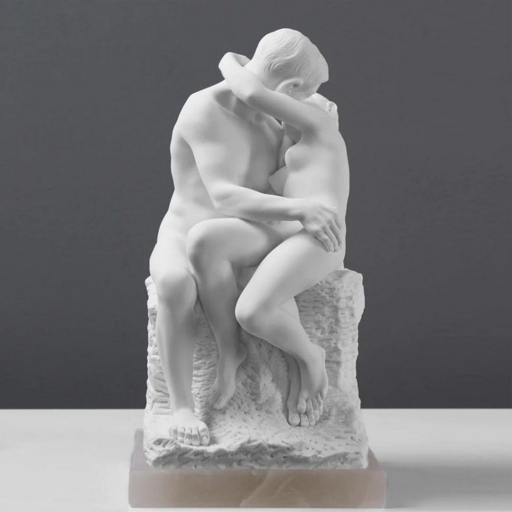After Rodin ''The Kiss Statue'' - Lovers Sculpture - (7.7lbs): After Rodin " The Kiss Statue" - Lovers Sculpture - (7.7lbs) The Kiss Statue - Lovers Sculpture by Rodin, is a reduction inspired by the marble masterpiece by the renown French sculptor Auguste 
