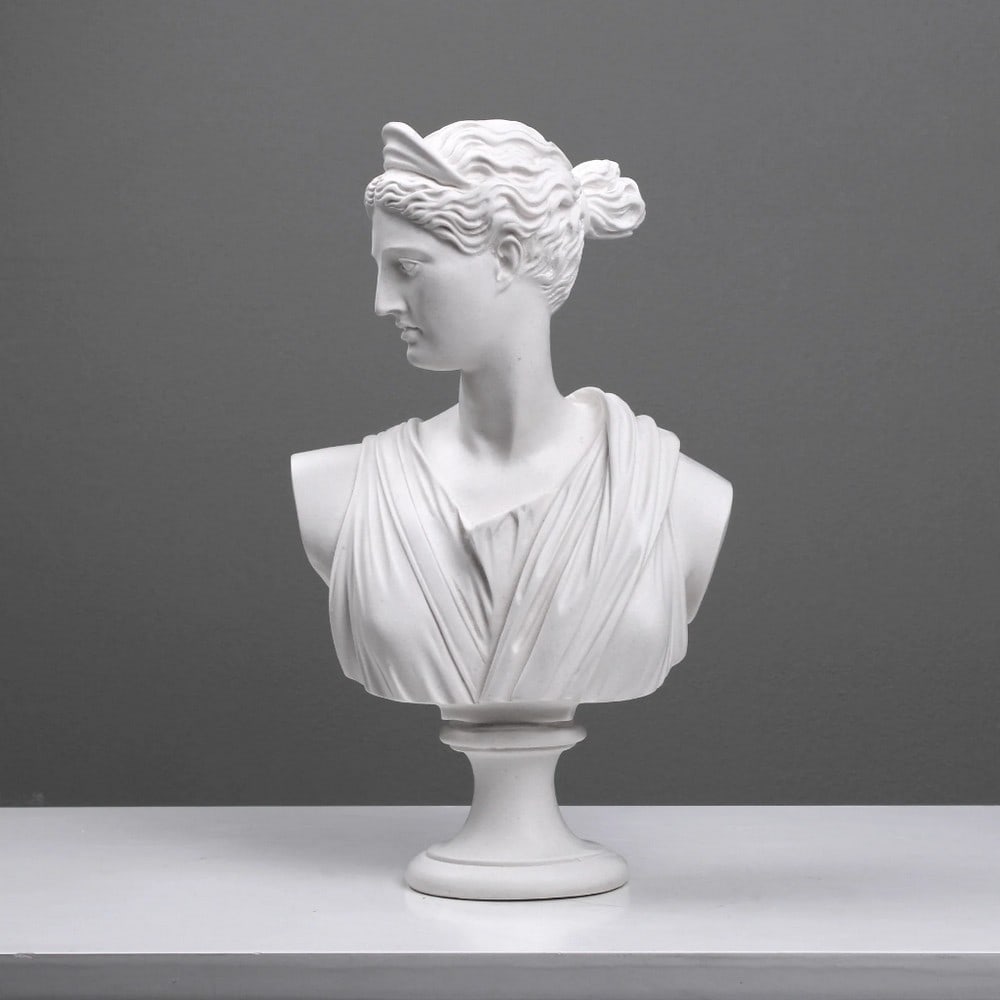 Greek Goddess Diana Carrara Marble Bust Statue - 5.7lbs (1 of 5)