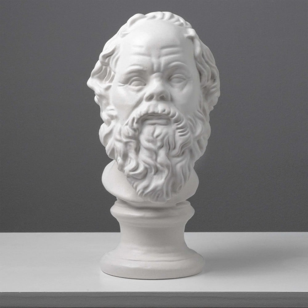 Greek Philosopher Socrates Carrara Marble Bust Statue - 12.3lbs: Greek Philosopher Socrates Carrara Marble Bust Statue - 12.3lbs Medium-sized bust of Socrates, the renowned Greek philosopher, crafted with a solid, weighty feel that reflects its exceptional quality.