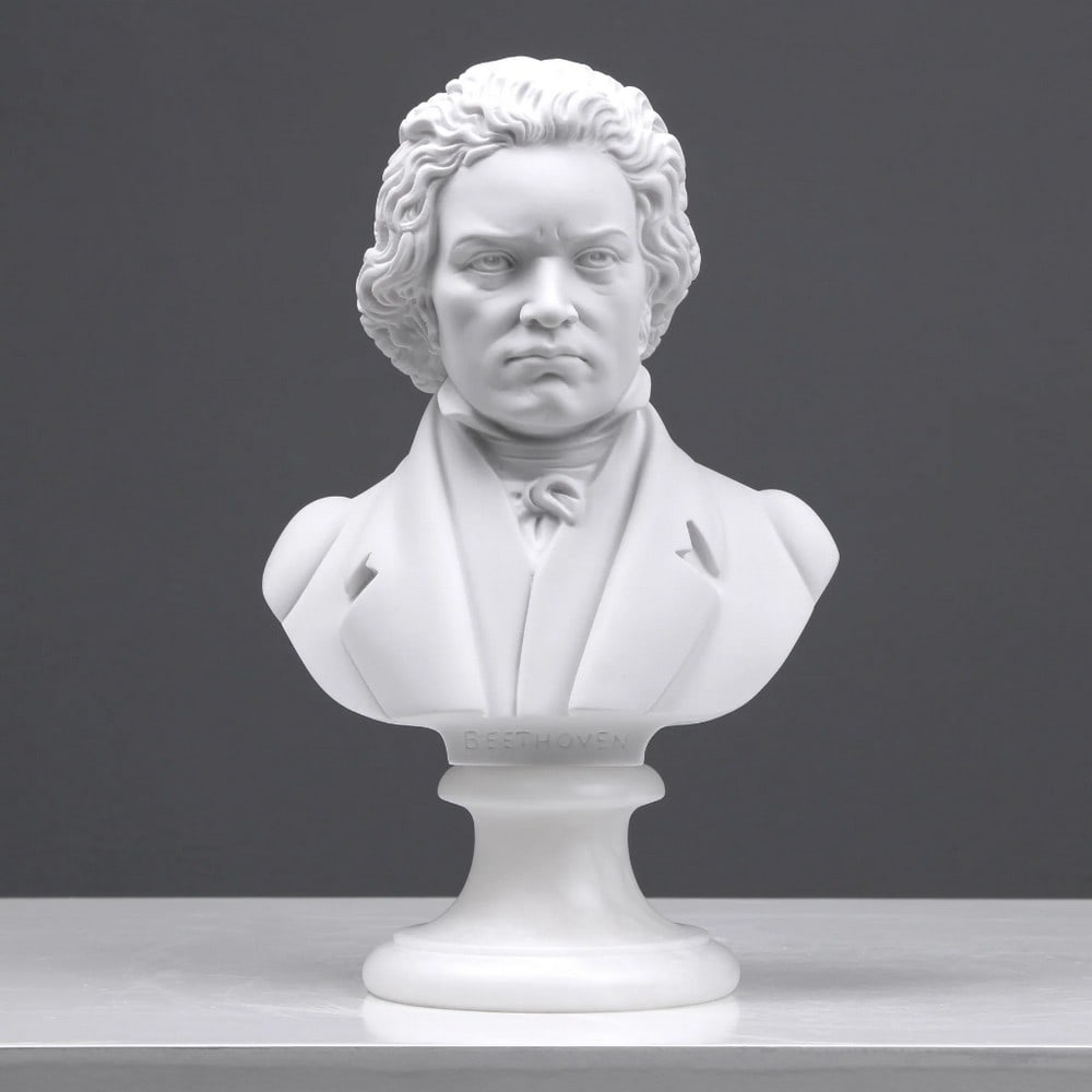 Carrara Marble Beethoven Bust Sculpture - 3lbs: Carrara Marble Beethoven Bust Sculpture - 3lbs Beethoven bust sculpture depicting the legendary German composer and pianist Ludwig van Beethoven (1770-1827). Renowned for his profound influence on cla