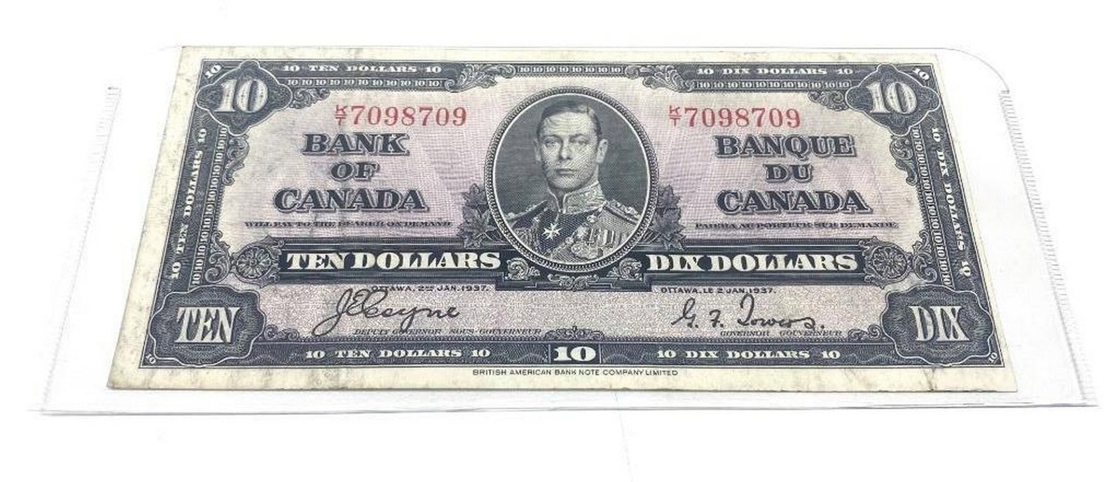 1937 Bank Of Canada $10 Bank Note - K/T 7098709 - Coyne & Towers: 1937 Bank Of Canada $10 Bank Note - K/T 7098709 - Coyne & Towers. Please View Photos For Further Details.