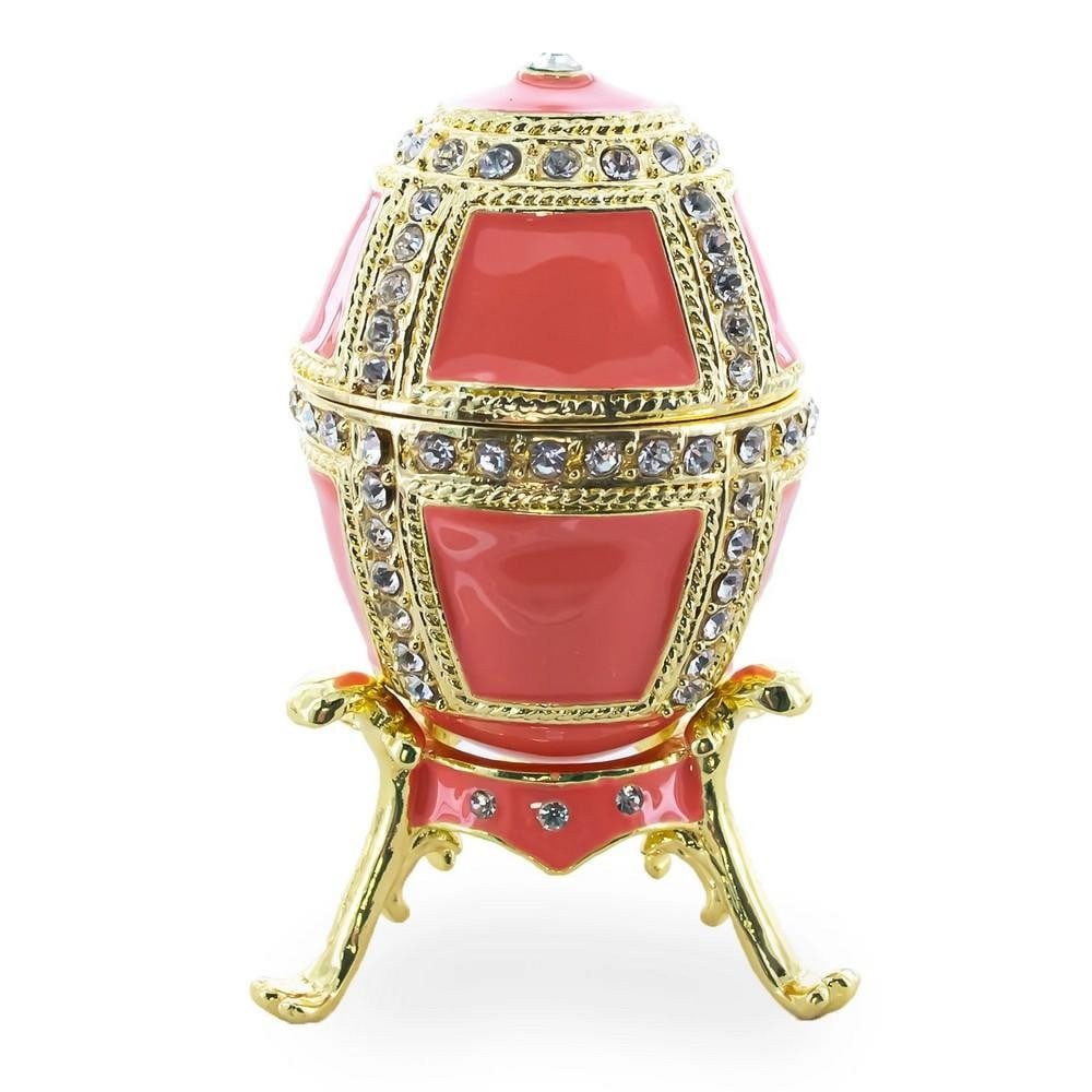 1890 Danish Palaces Royal Imperial Inspired Easter Egg: 1890 Danish Palaces Royal Imperial Inspired Easter Egg This stunning egg is crafted from gold-plated pewter and adorned with Austrian crystals and high-polished enamel with golden trim. Hand-painted