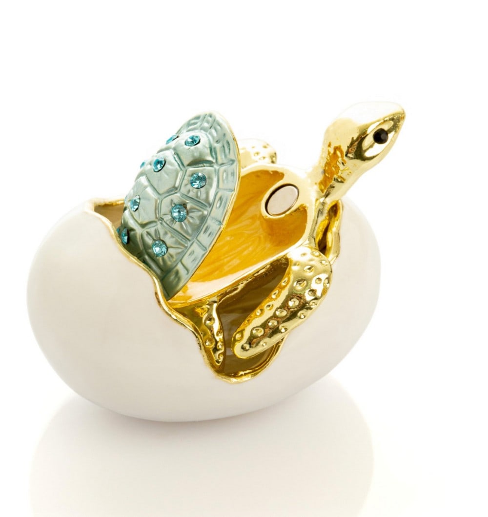 Blue Shell Sea Turtle Hatching From Egg Trinket Box - 6