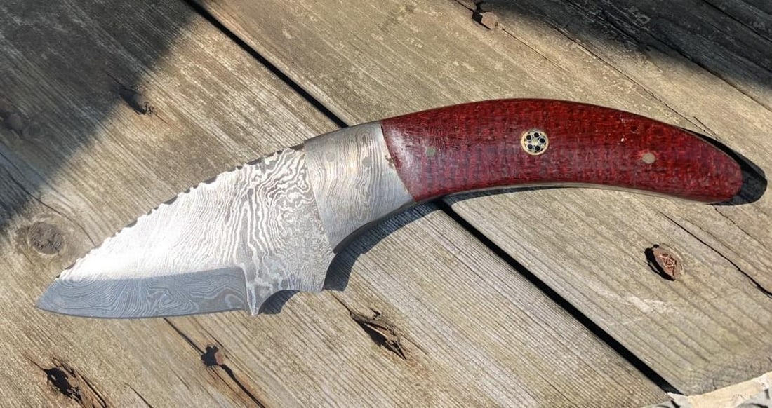 9'' Damascus Drop Point Blade - 7